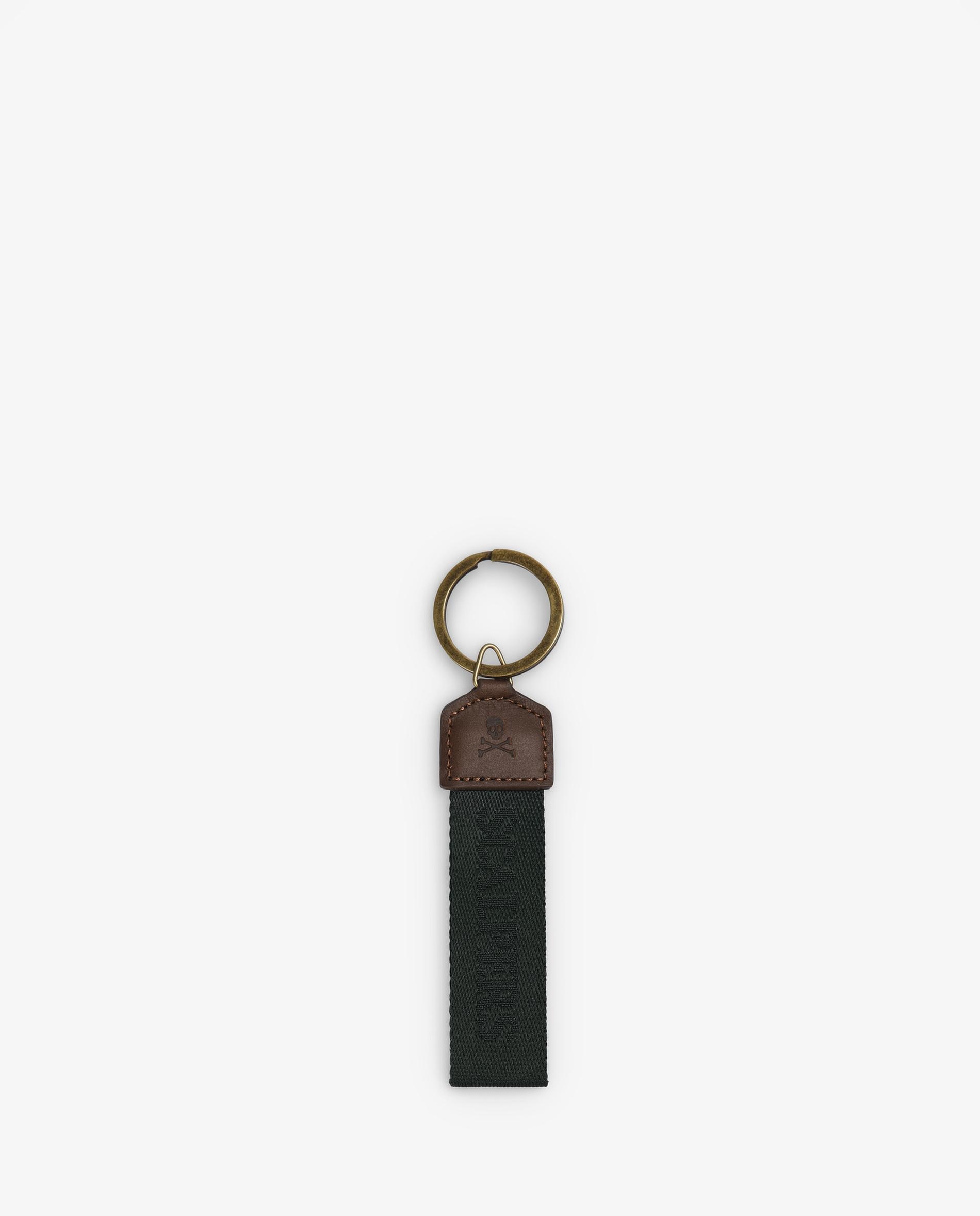 Porta-chaves com Logo Gravado e Argola Metálica Verde-escuro-2