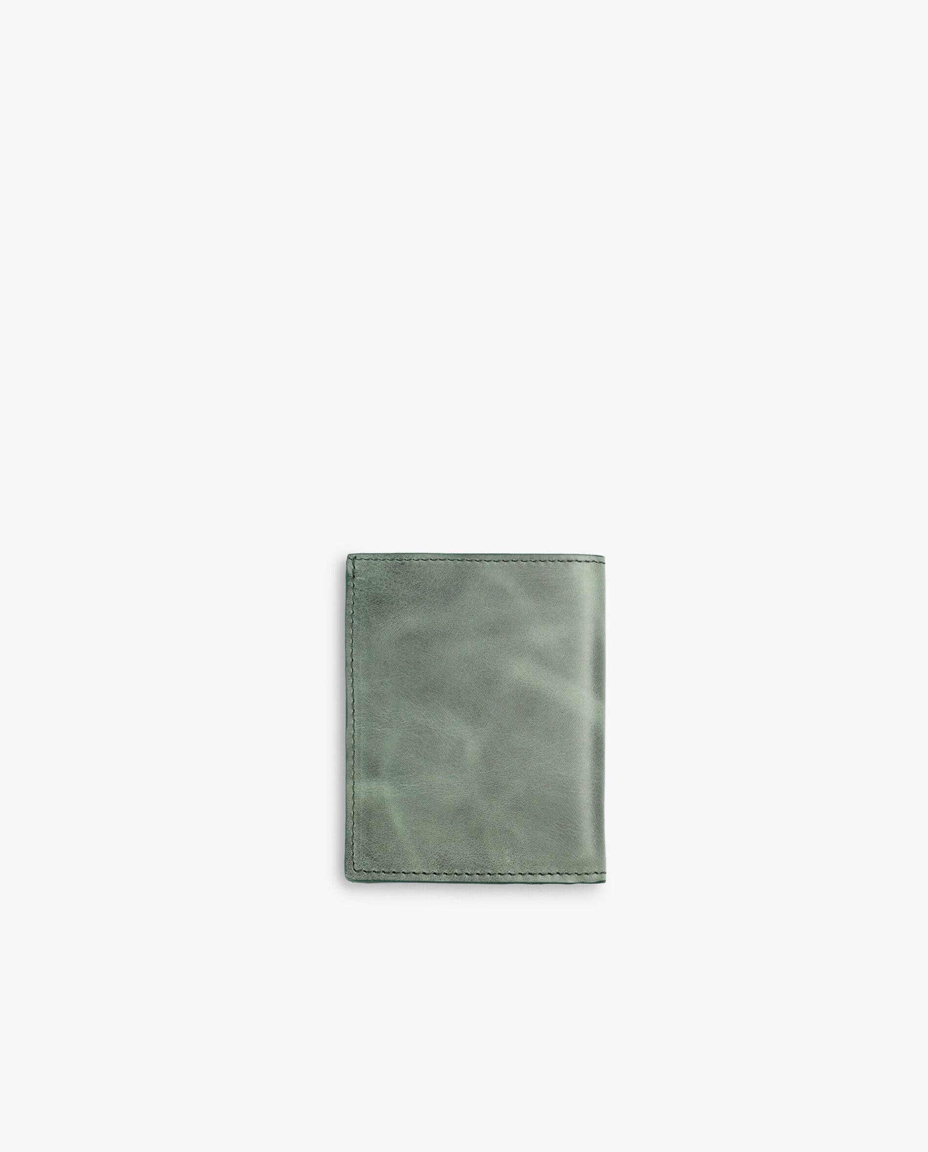 Carteira de Pele com Acabamento Envelhecido Verde-antiquário-2