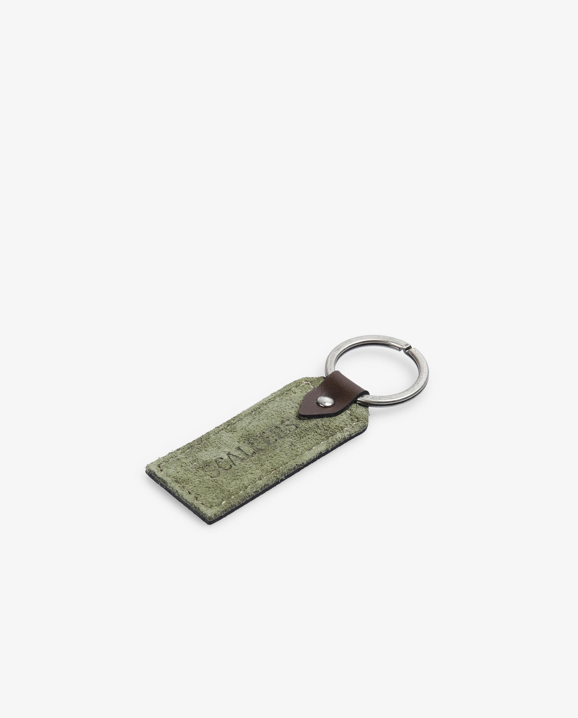 Porta-chaves de Pele com Logo Gravado Caqui-3
