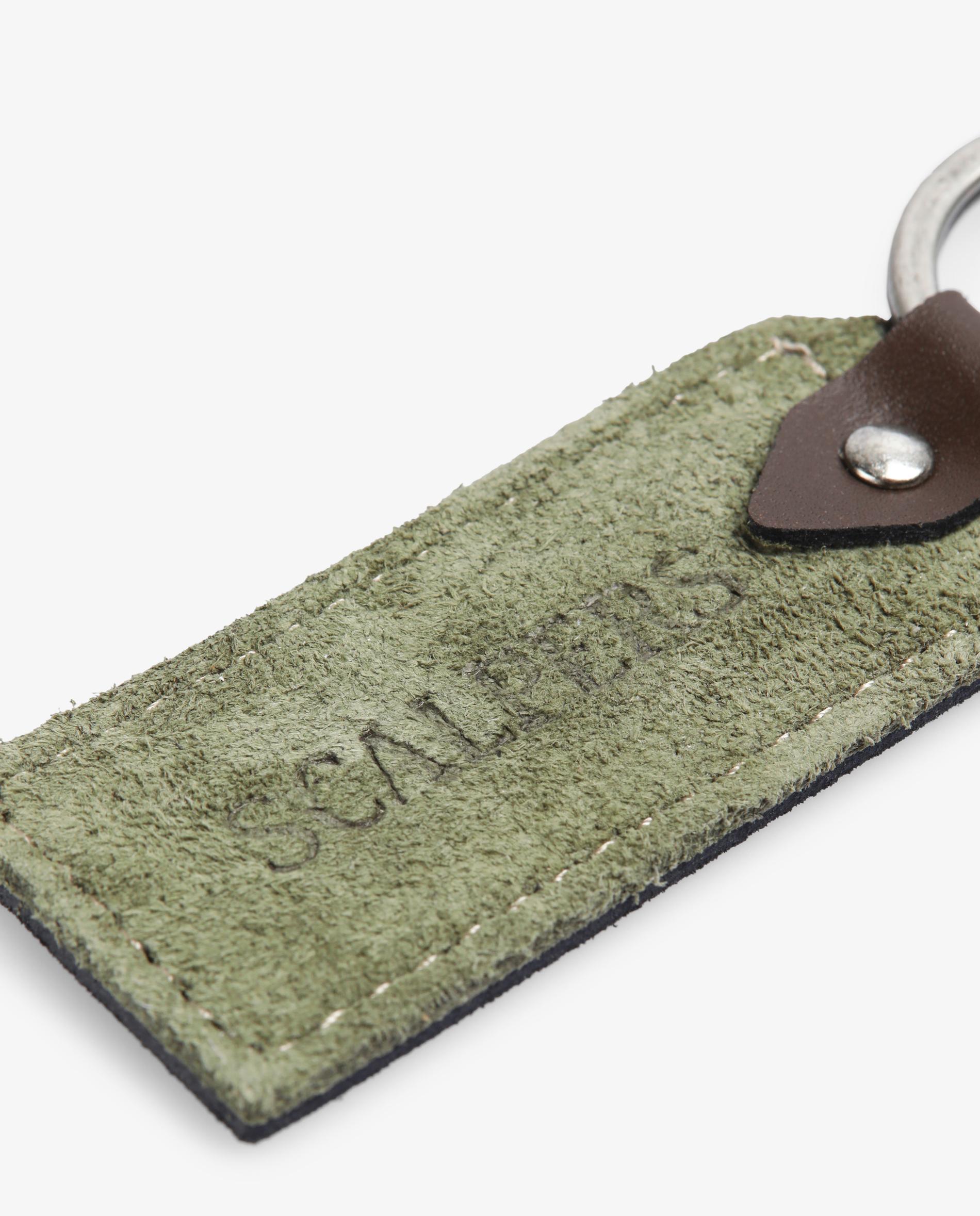 Porta-chaves de Pele com Logo Gravado Caqui-4
