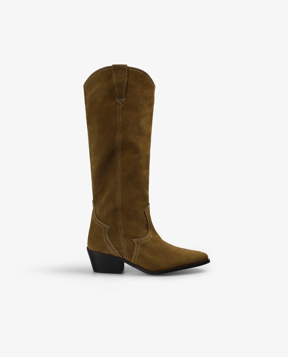 Botas Cowboy de Couro de Cano Alto Camel-1