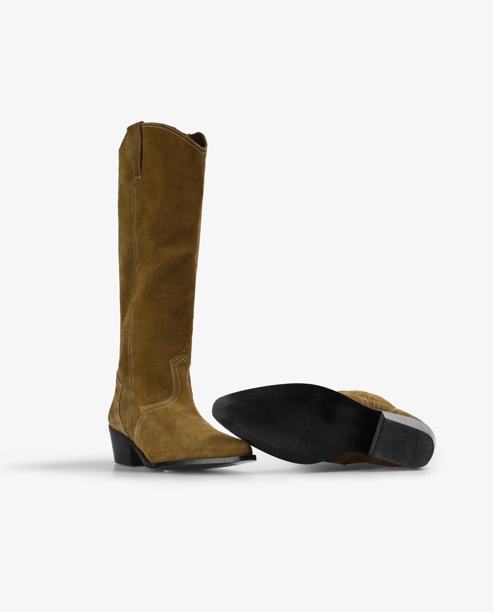 Botas Cowboy de Couro de Cano Alto Camel-4