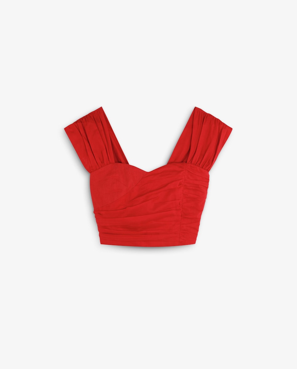 Top com Tiras Largas e Franzido Vermelho-4