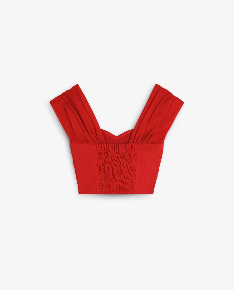 Top com Tiras Largas e Franzido Vermelho-5
