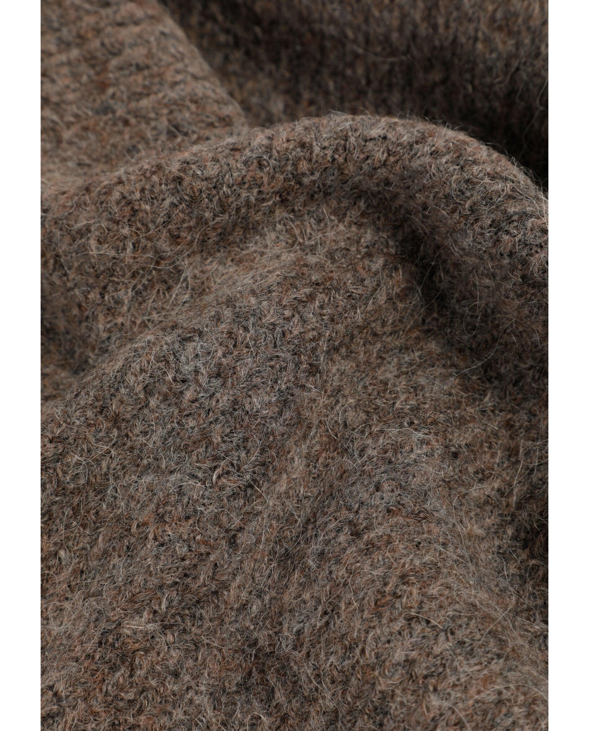 Cachecol de Malha Fina com Terminações Caneladas Taupe-4