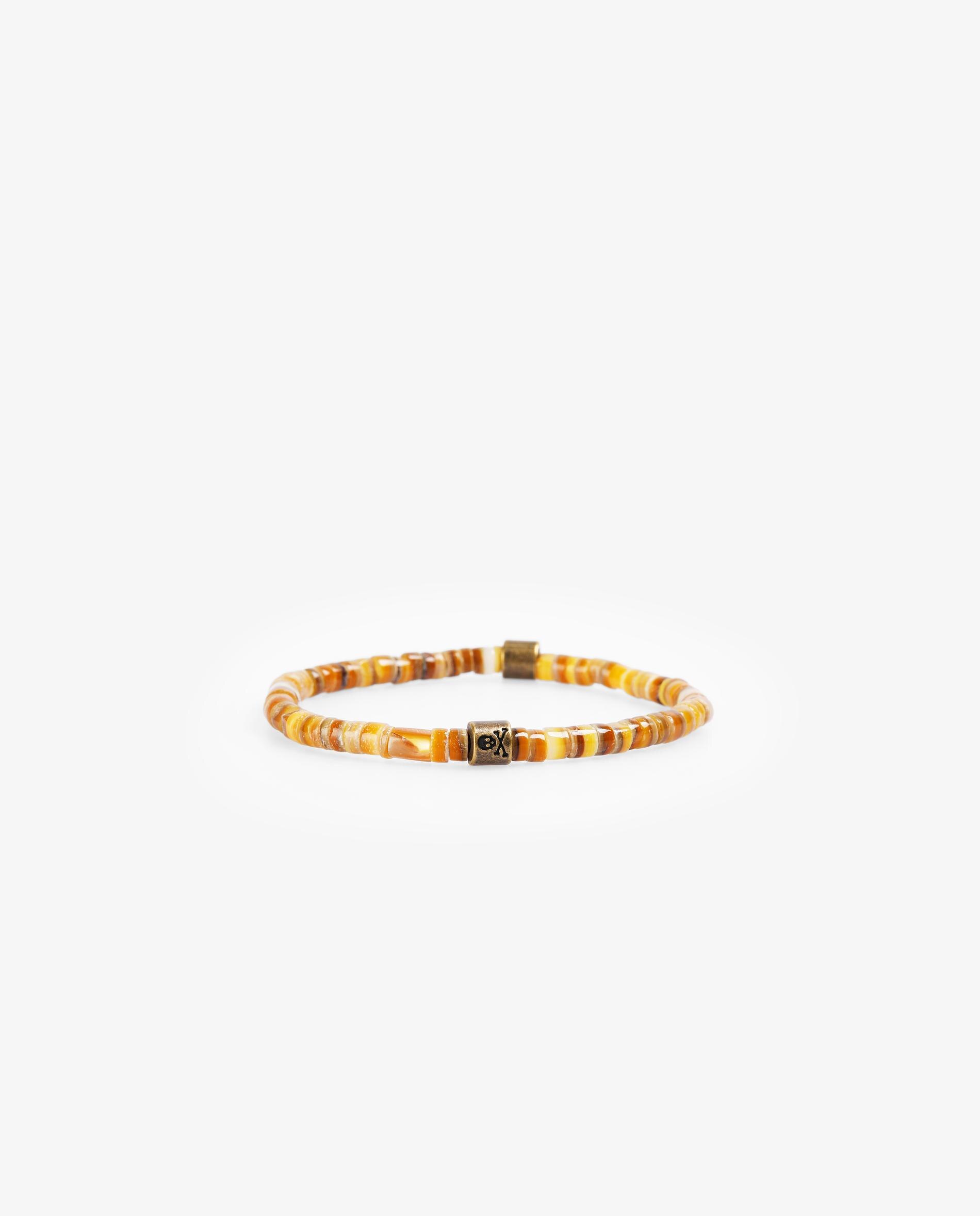 Pulseira de Contas com Abalorios Cálidos Mostarda-1