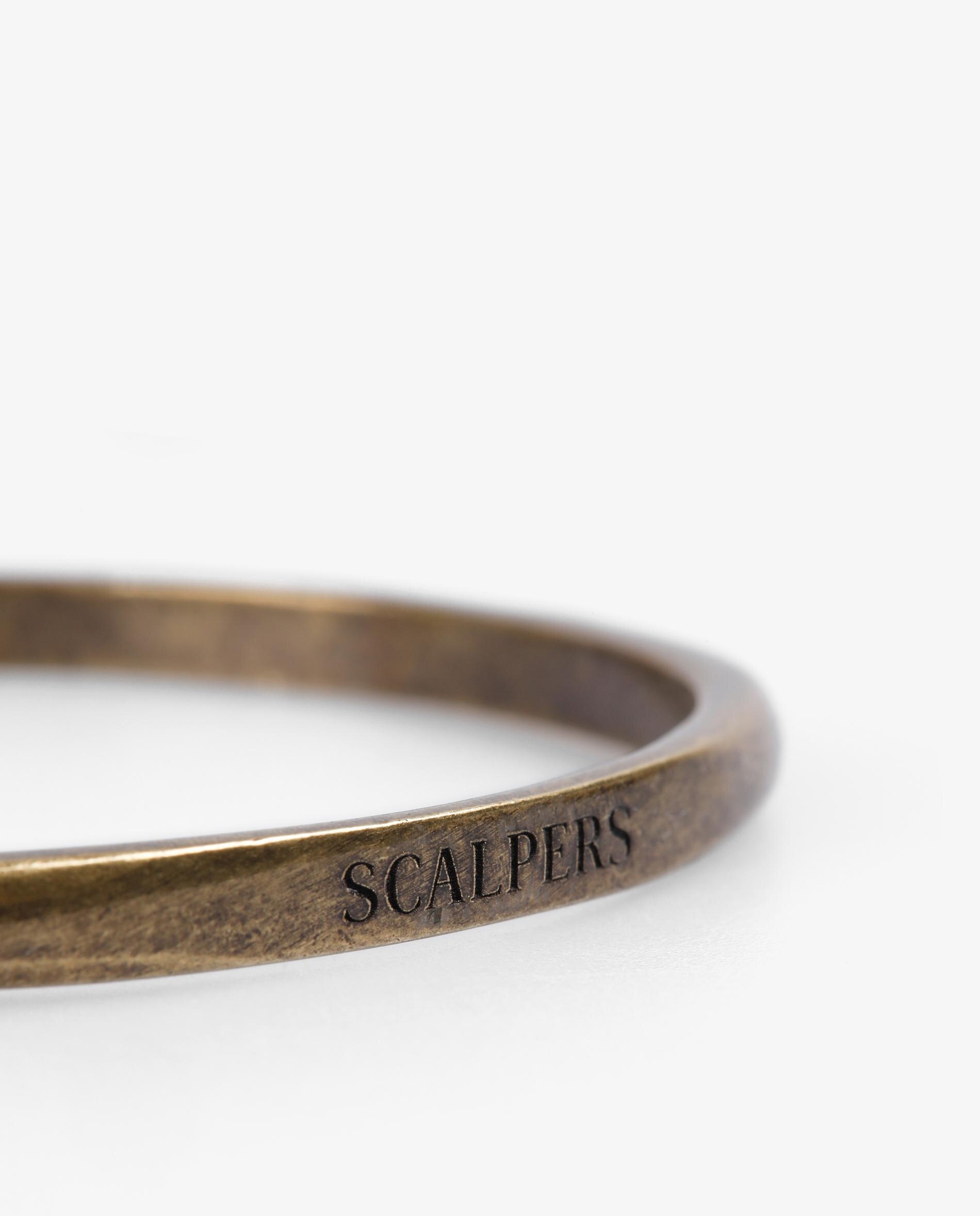 Pulseira Rígida com Acabamento Envelhecido e Logotipo Gravado Ouro-3