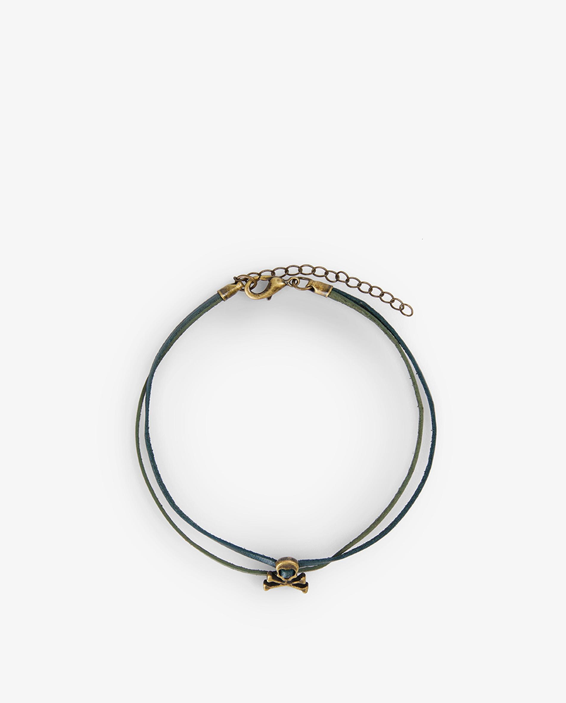 Pulseira em Couro de Dupla Volta Verde-2