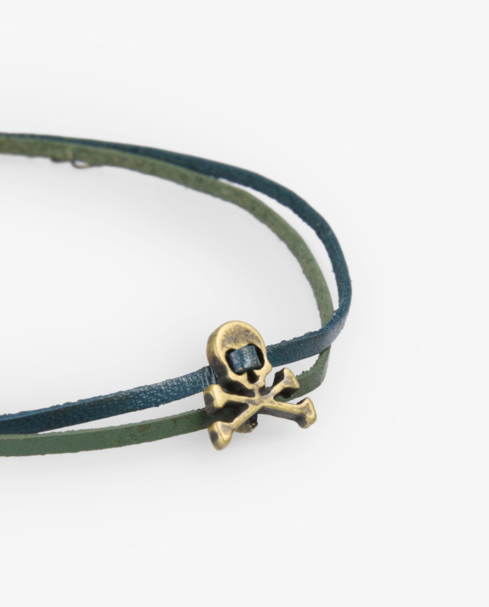 Pulseira em Couro de Dupla Volta Verde-3