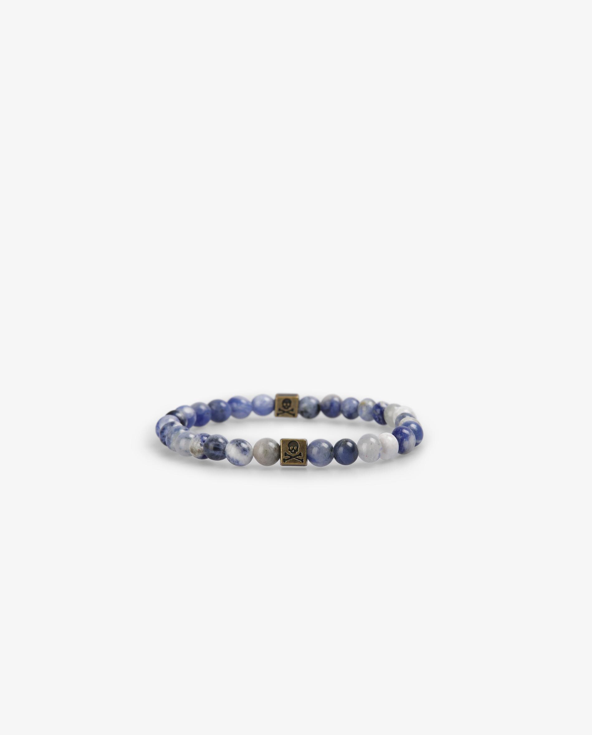 Pulseira de Contas com Detalhes Metálicos Azul-1