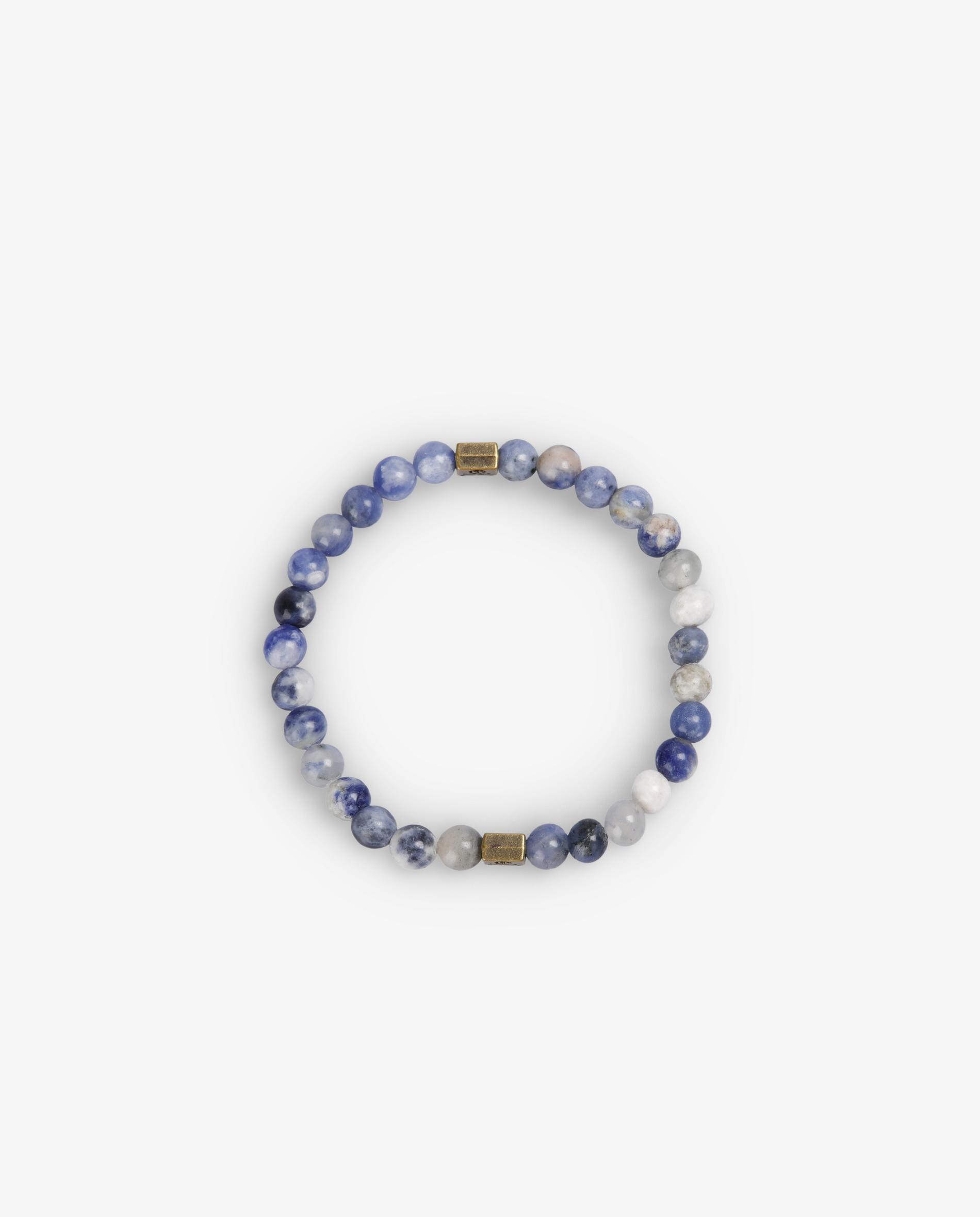 Pulseira de Contas com Detalhes Metálicos Azul-2