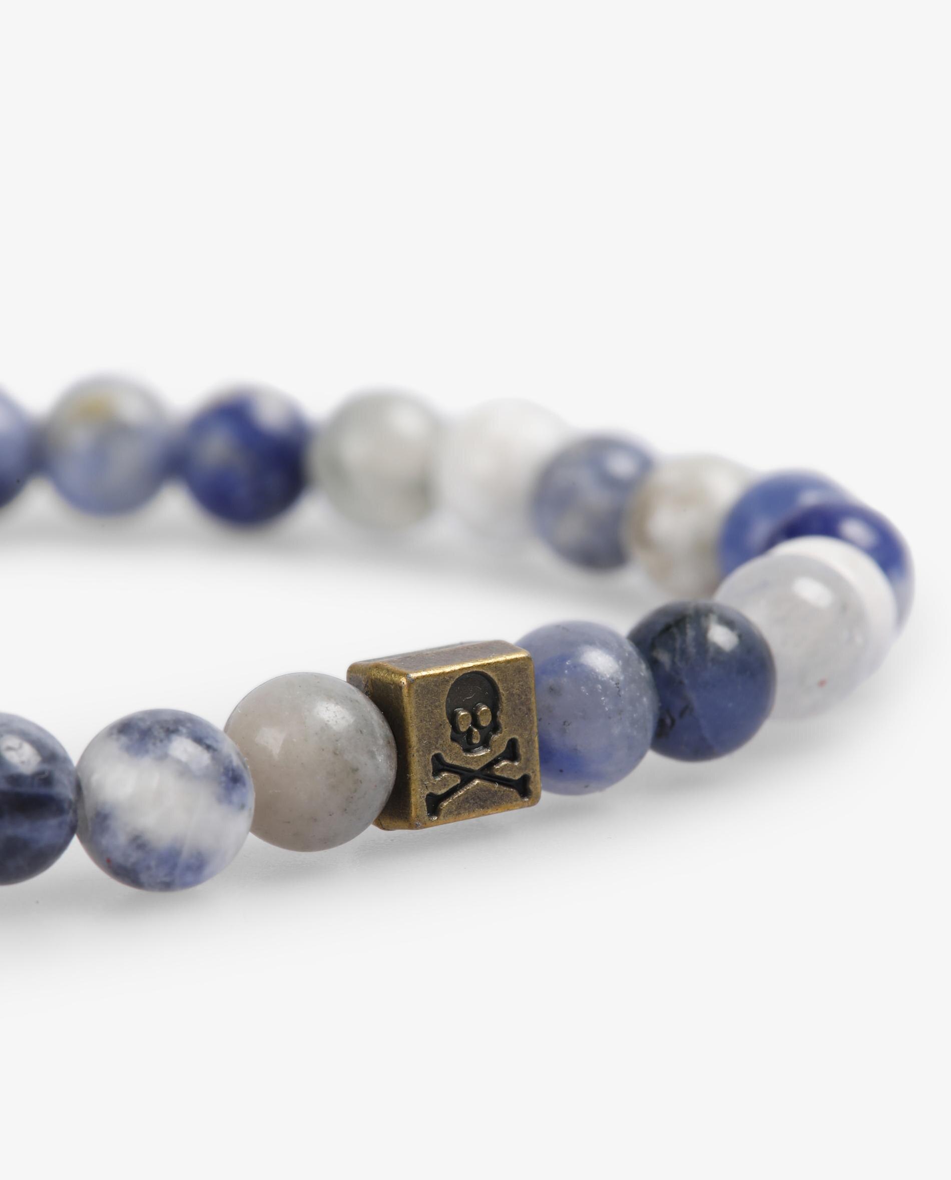 Pulseira de Contas com Detalhes Metálicos Azul-3