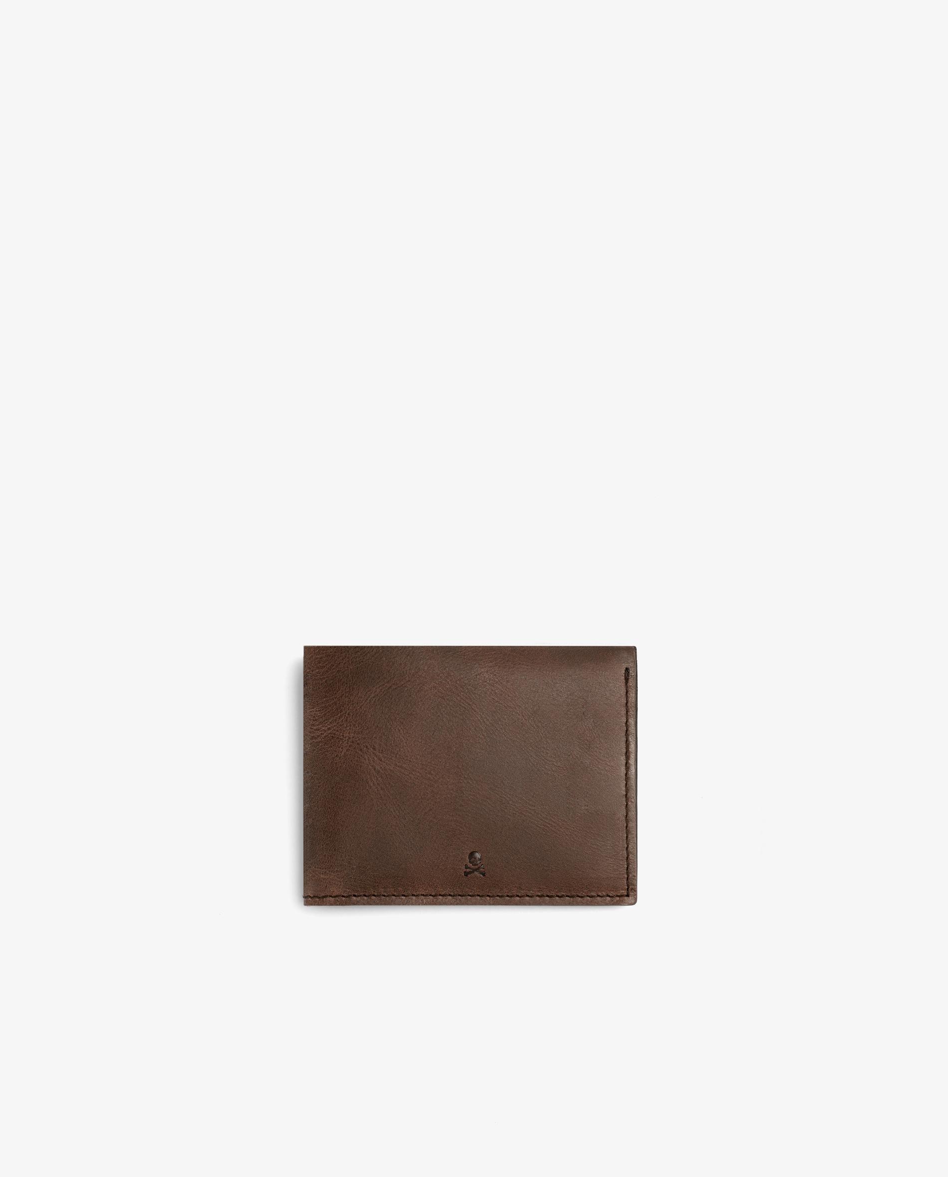 Carteira com Porta-moedas de Pele com Design Clássico Castanho-escuro-1