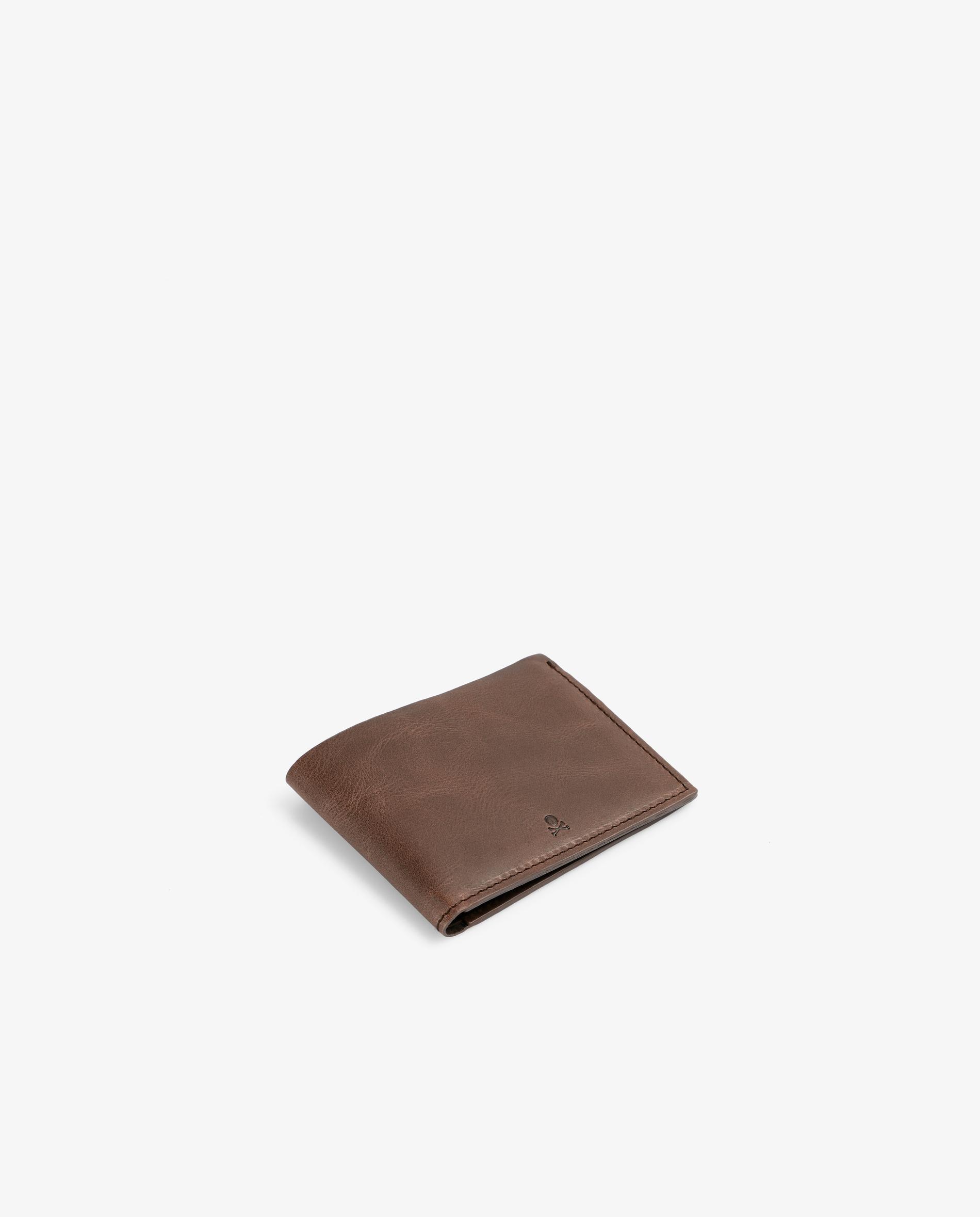 Carteira com Porta-moedas de Pele com Design Clássico Castanho-escuro-3