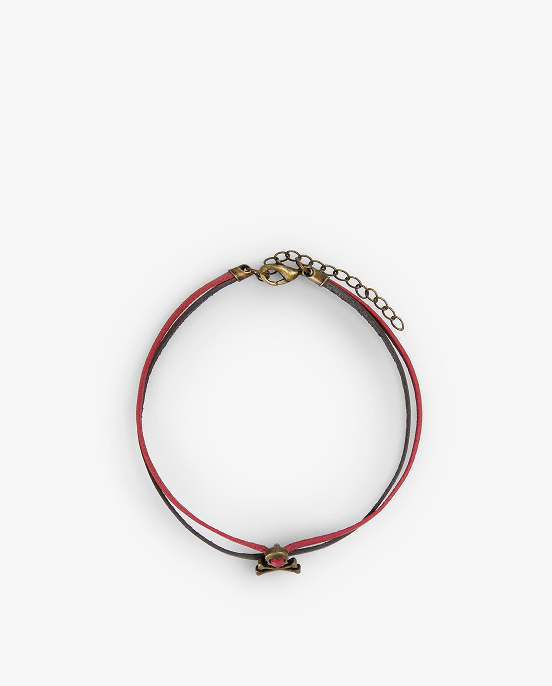 Pulseira em Couro de Dupla Volta Vermelho-2