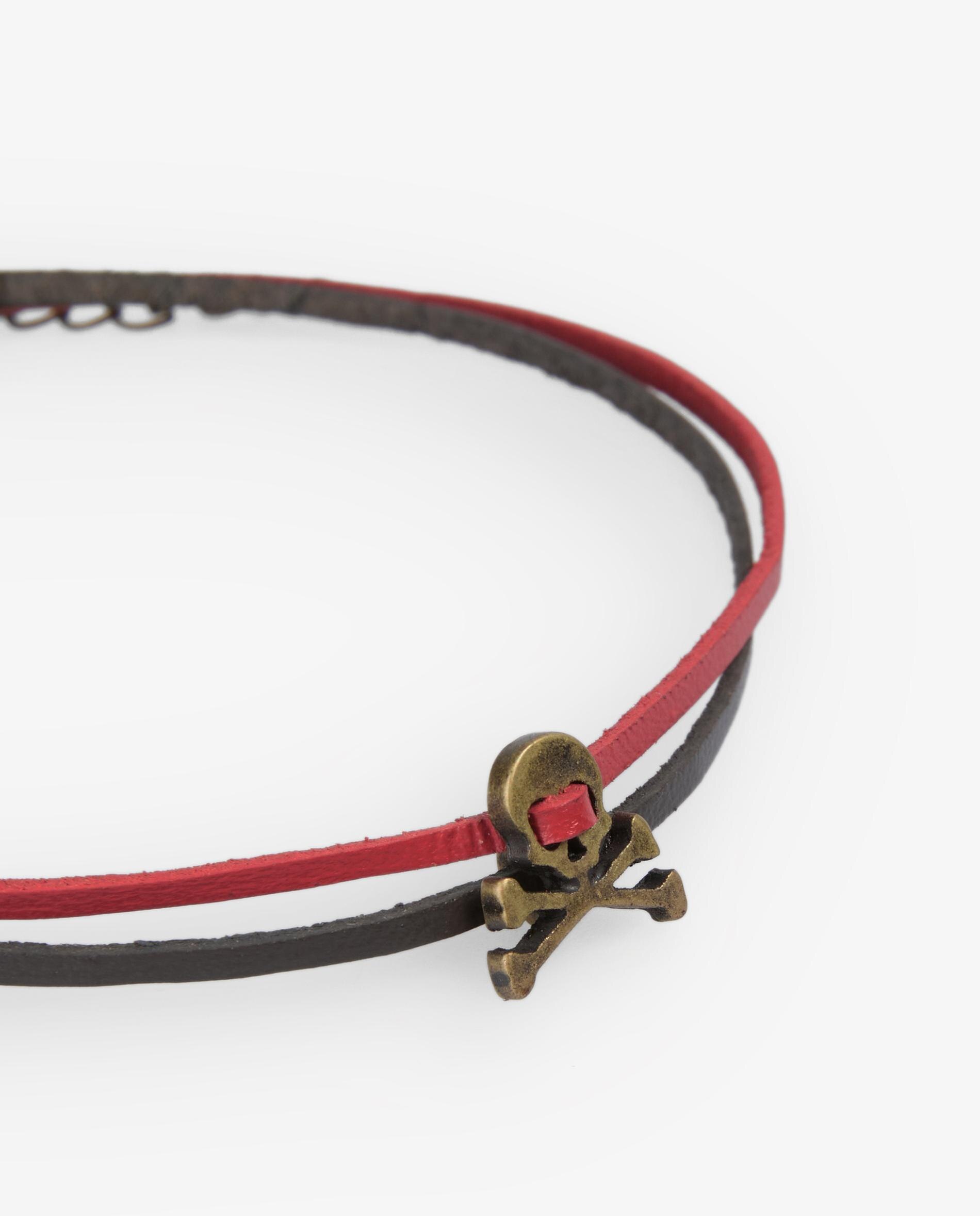 Pulseira em Couro de Dupla Volta Vermelho-3