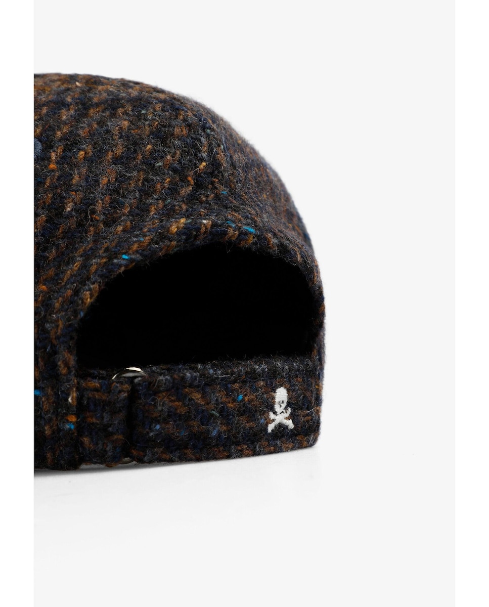 Boné aos Quadrados com Logo Bordado Azul-marinho-4