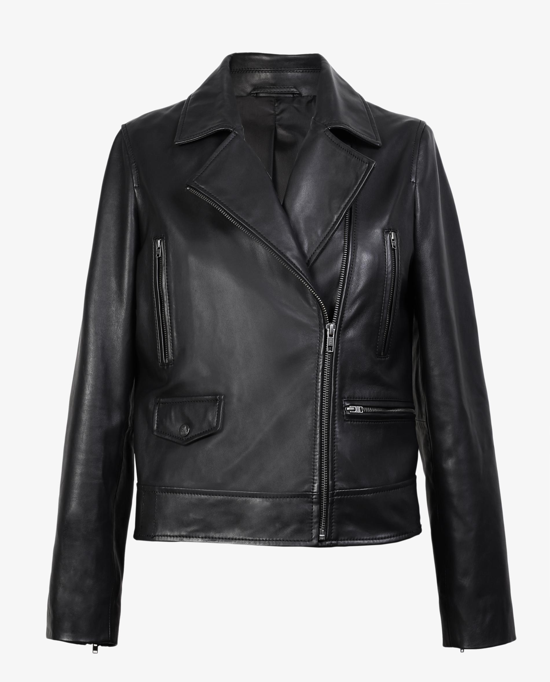 Blusão de Pele Estilo Biker com Fecho Zip Pretos-5