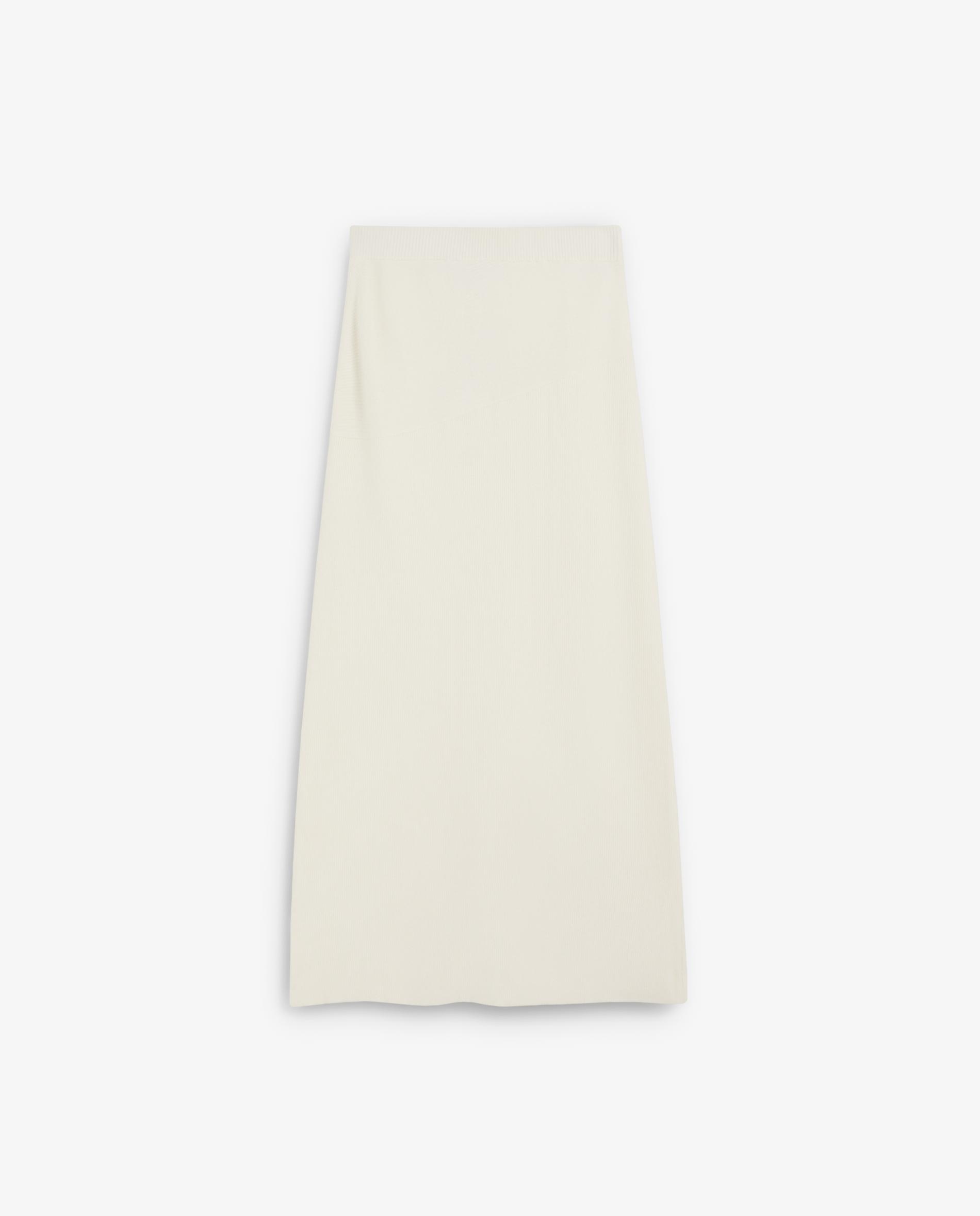 Saia Midi de Malha Elástica Bege-4