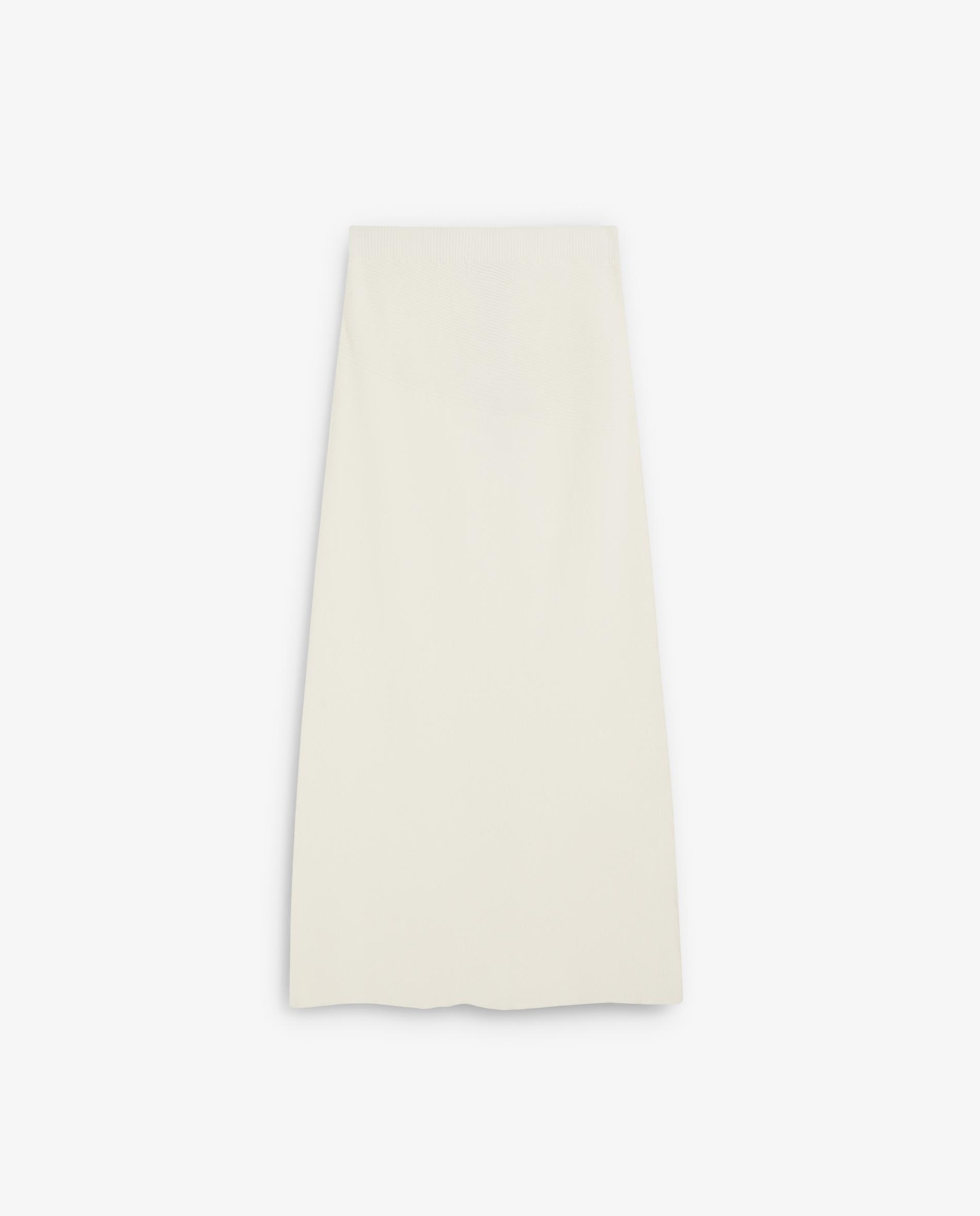 Saia Midi de Malha Elástica Bege-5