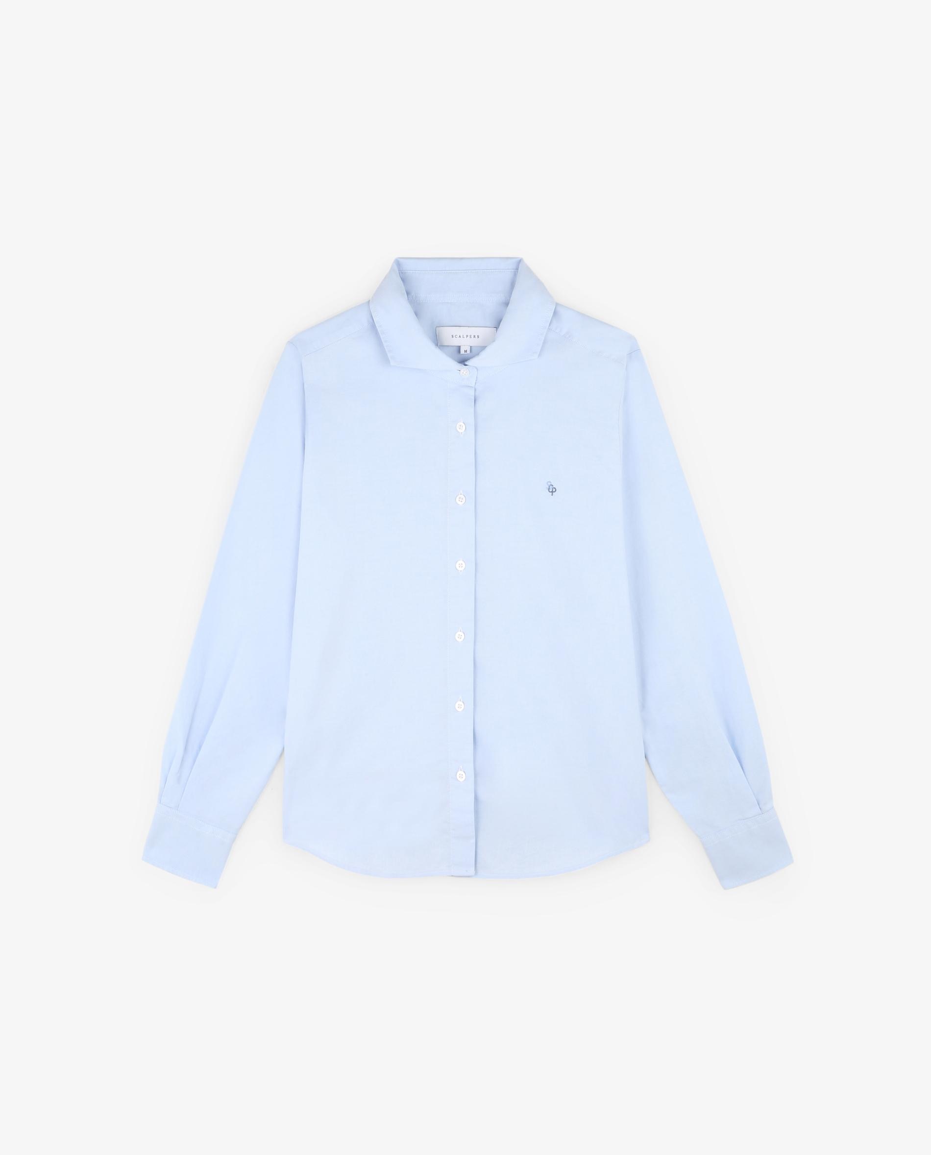 Camisa de Manga Comprida e Gola Clássica Azuis-5