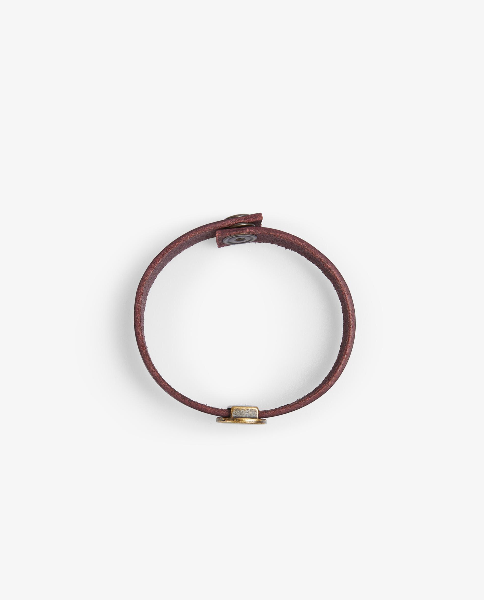 Pulseira de Pele com Detalhe Metálico Envelhecido Roxo-2