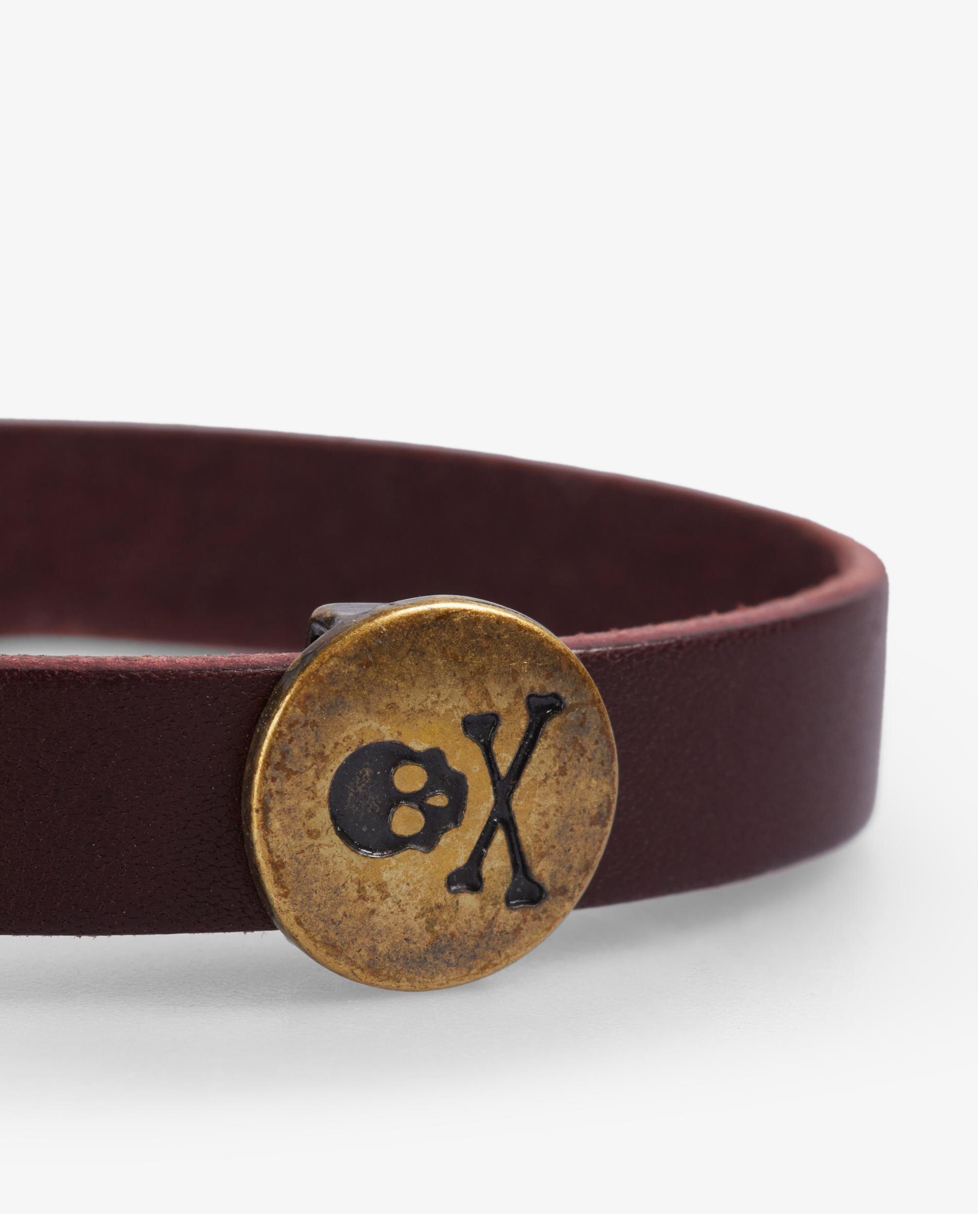 Pulseira de Pele com Detalhe Metálico Envelhecido Roxo-3