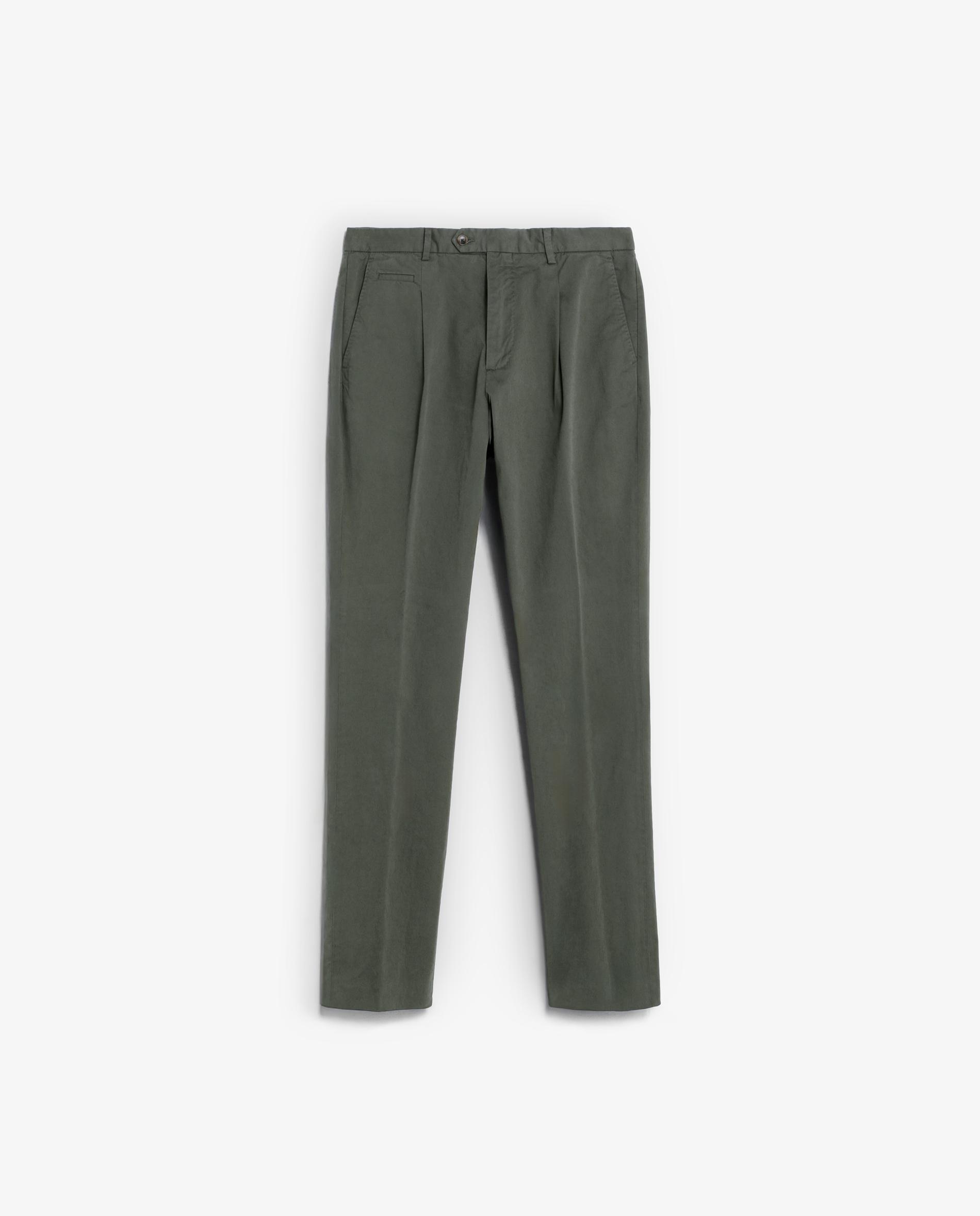 Calças Chino Lisas com Presilhas na Cintura Verde-militar-5