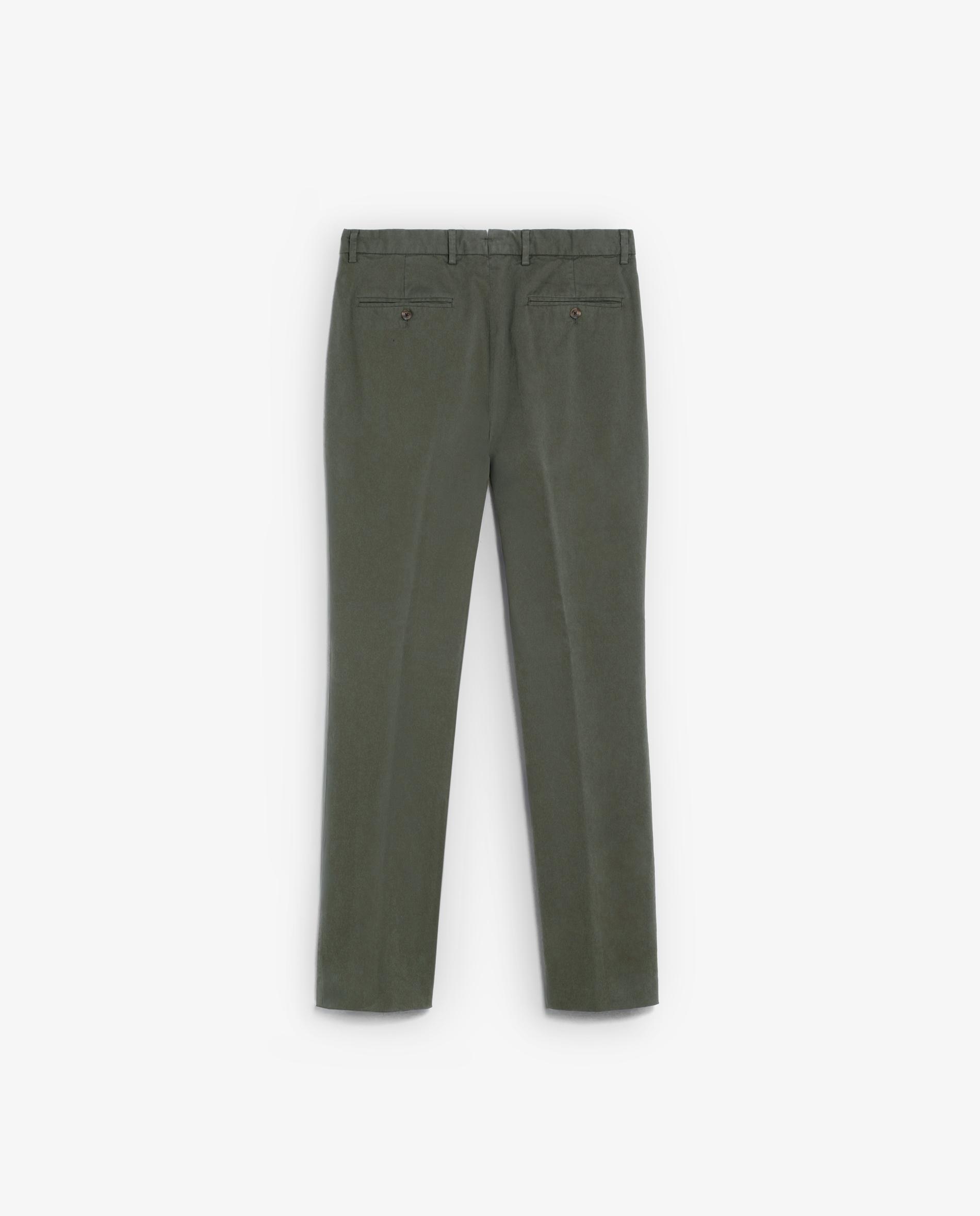 Calças Chino Lisas com Presilhas na Cintura Verde-militar-6