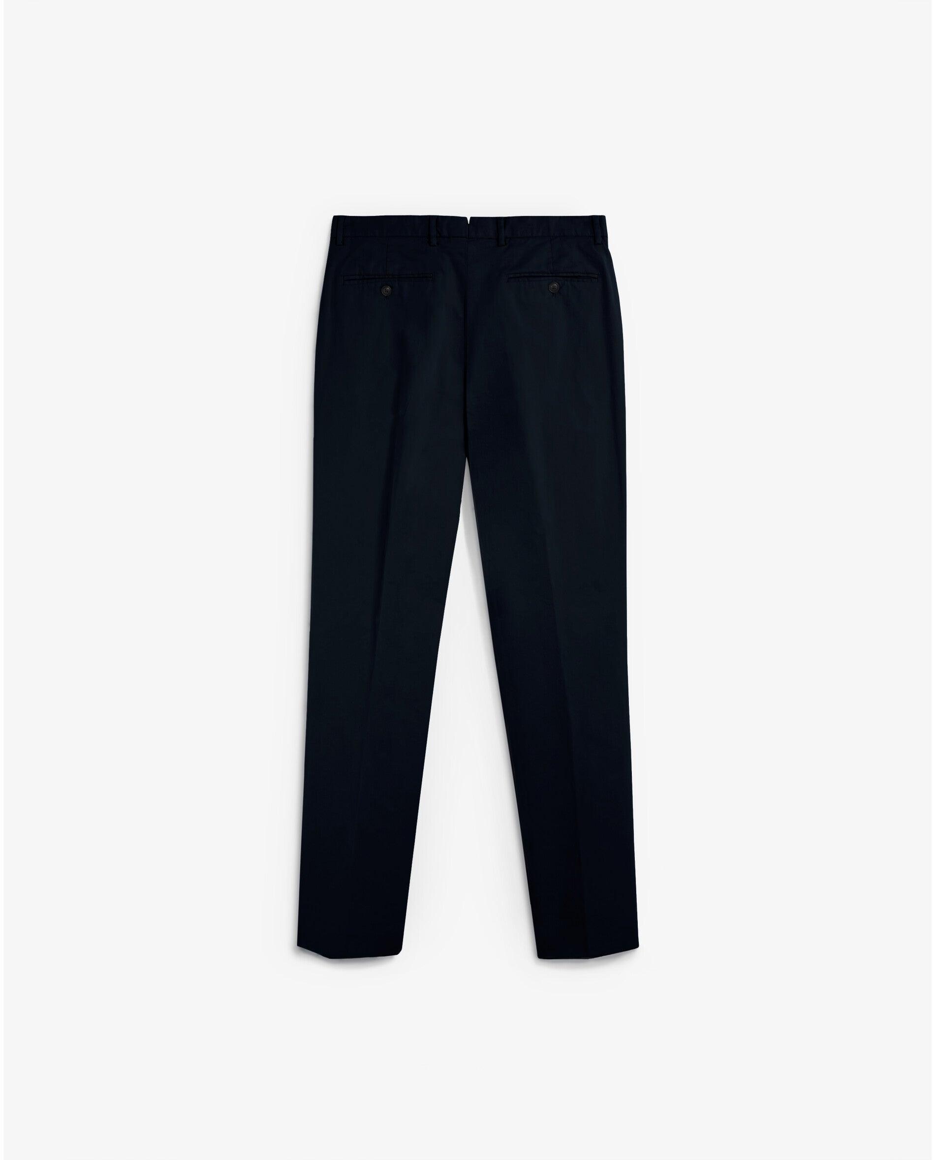 Calças Chino com Pinças e Presilhas na Cintura Azul-marinho-6