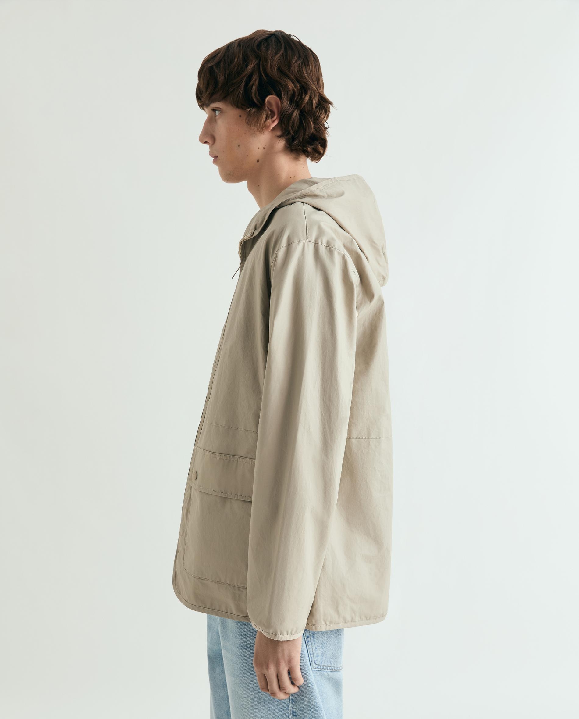 Parka com Capuz e Fecho Zip Camel-5