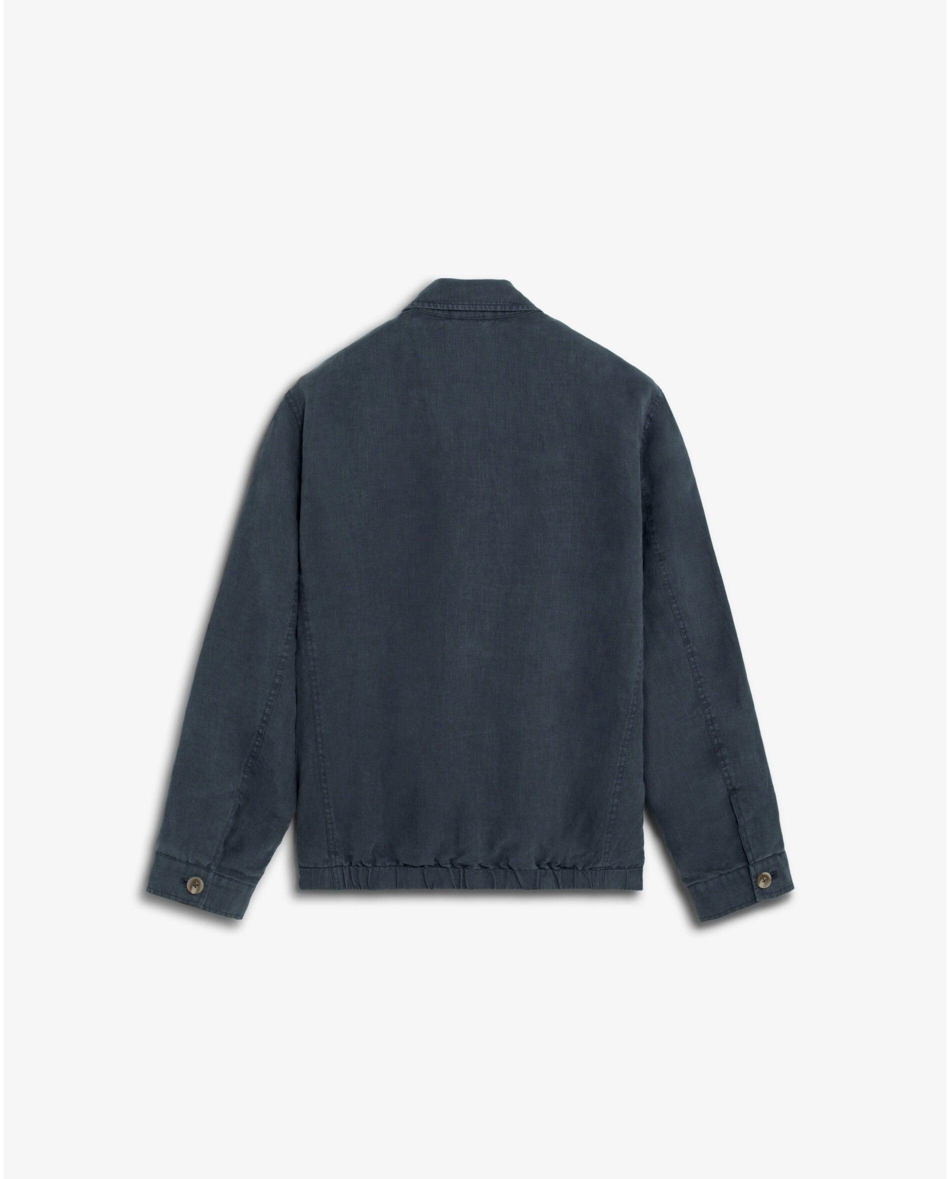 Blusão Bomber de Linho com Fecho Zip Navy-6