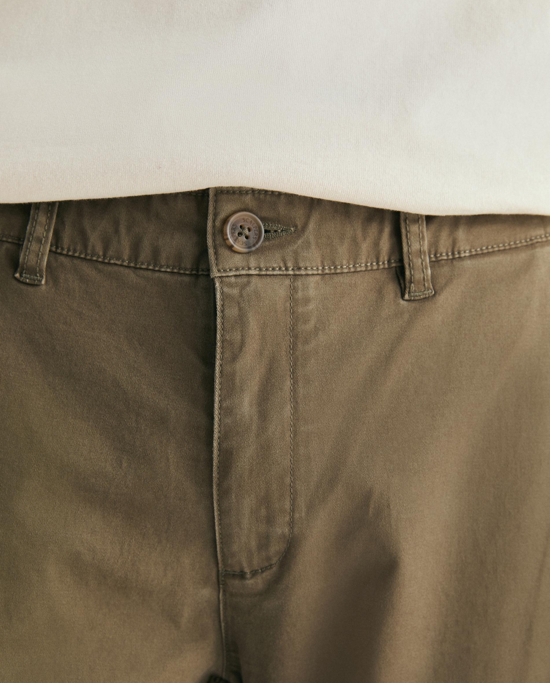 Calças Cargo Slim Fit Lisas Caqui-5