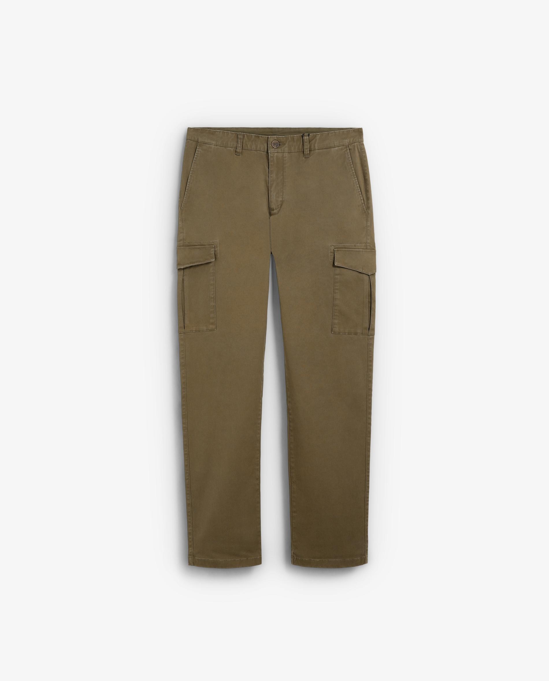 Calças Cargo Slim Fit Lisas Caqui-6