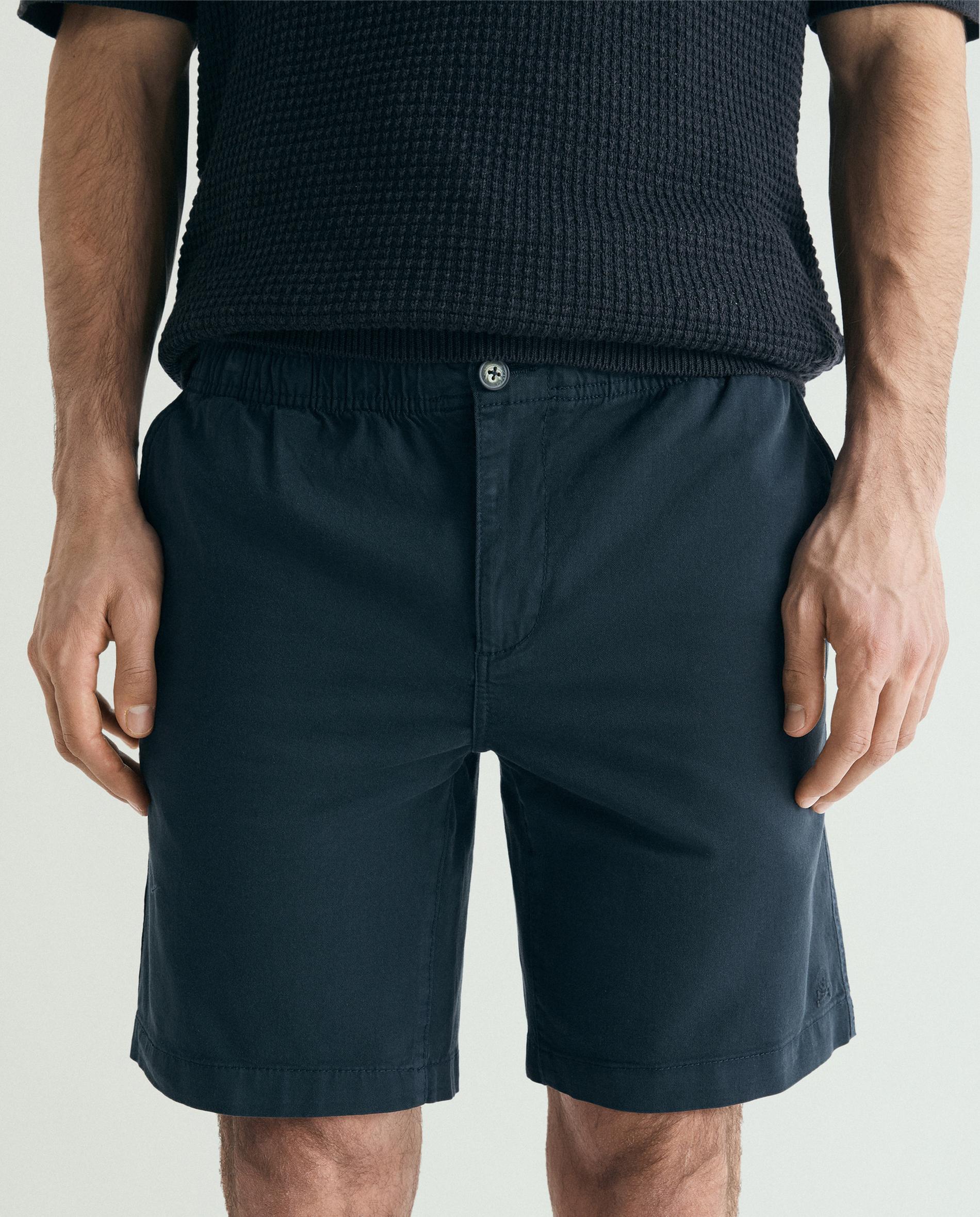 Bermudas em Algodão Ligeiramente Elástico com Cordão Interior Navy-2