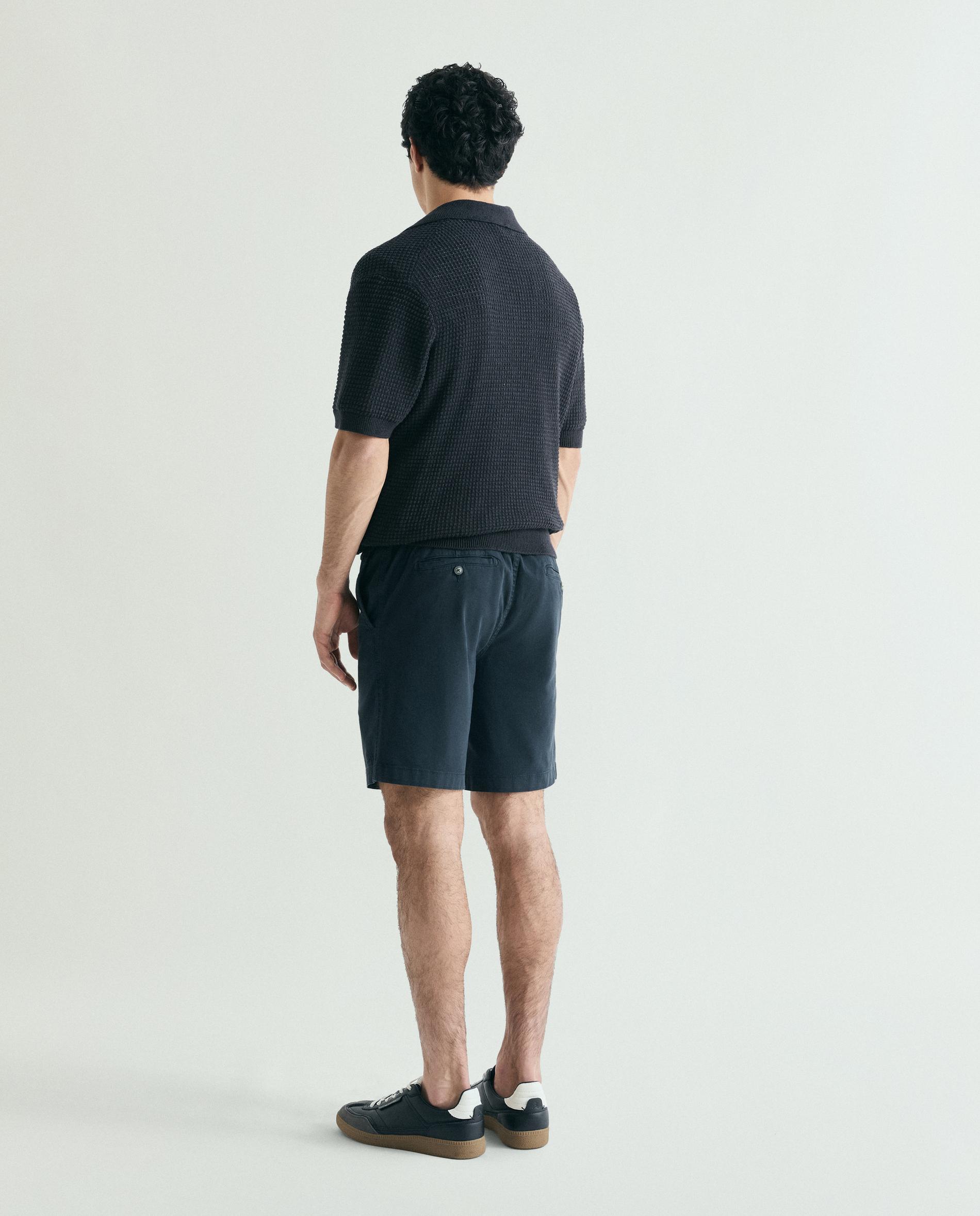 Bermudas em Algodão Ligeiramente Elástico com Cordão Interior Navy-3