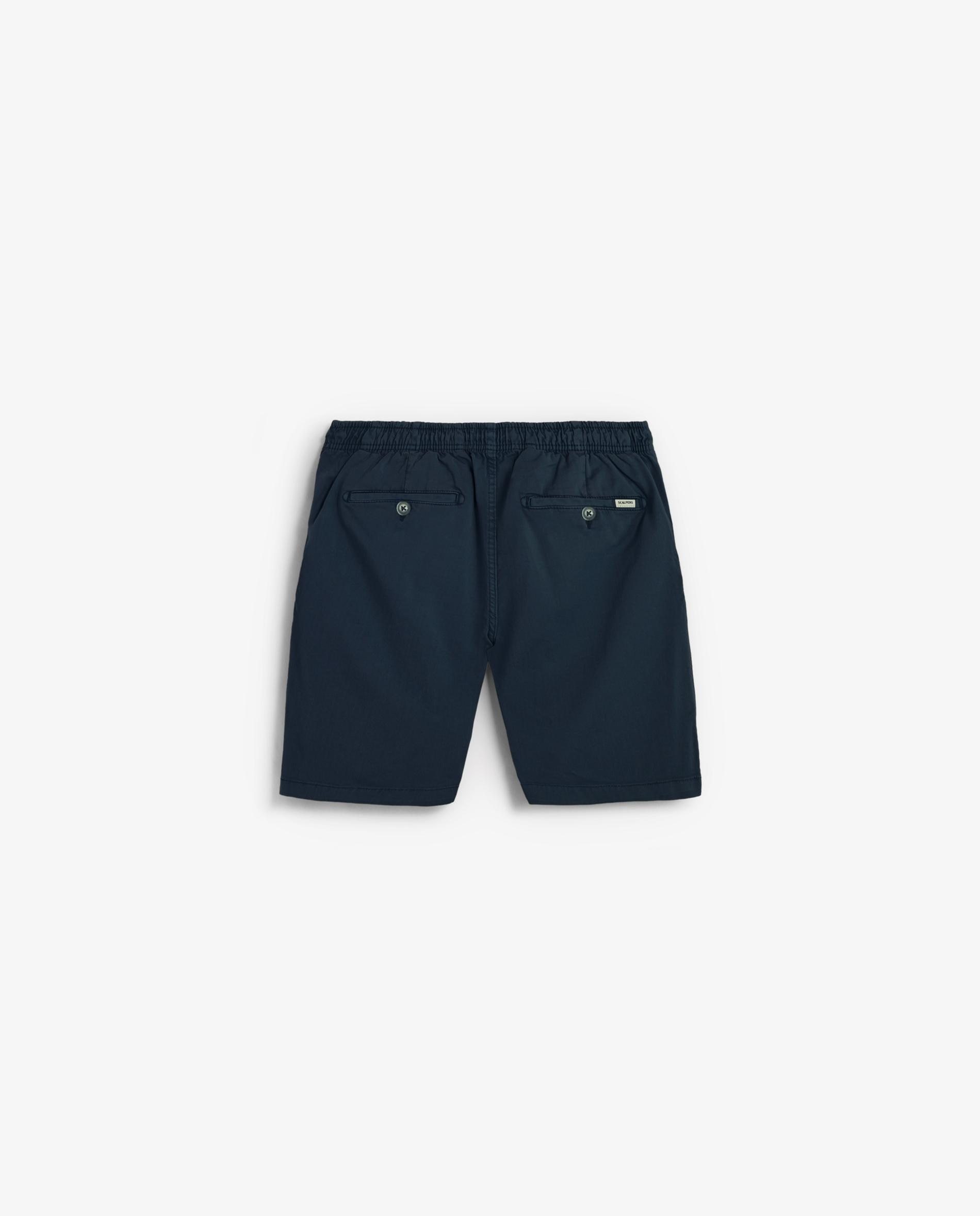 Bermudas em Algodão Ligeiramente Elástico com Cordão Interior Navy-6