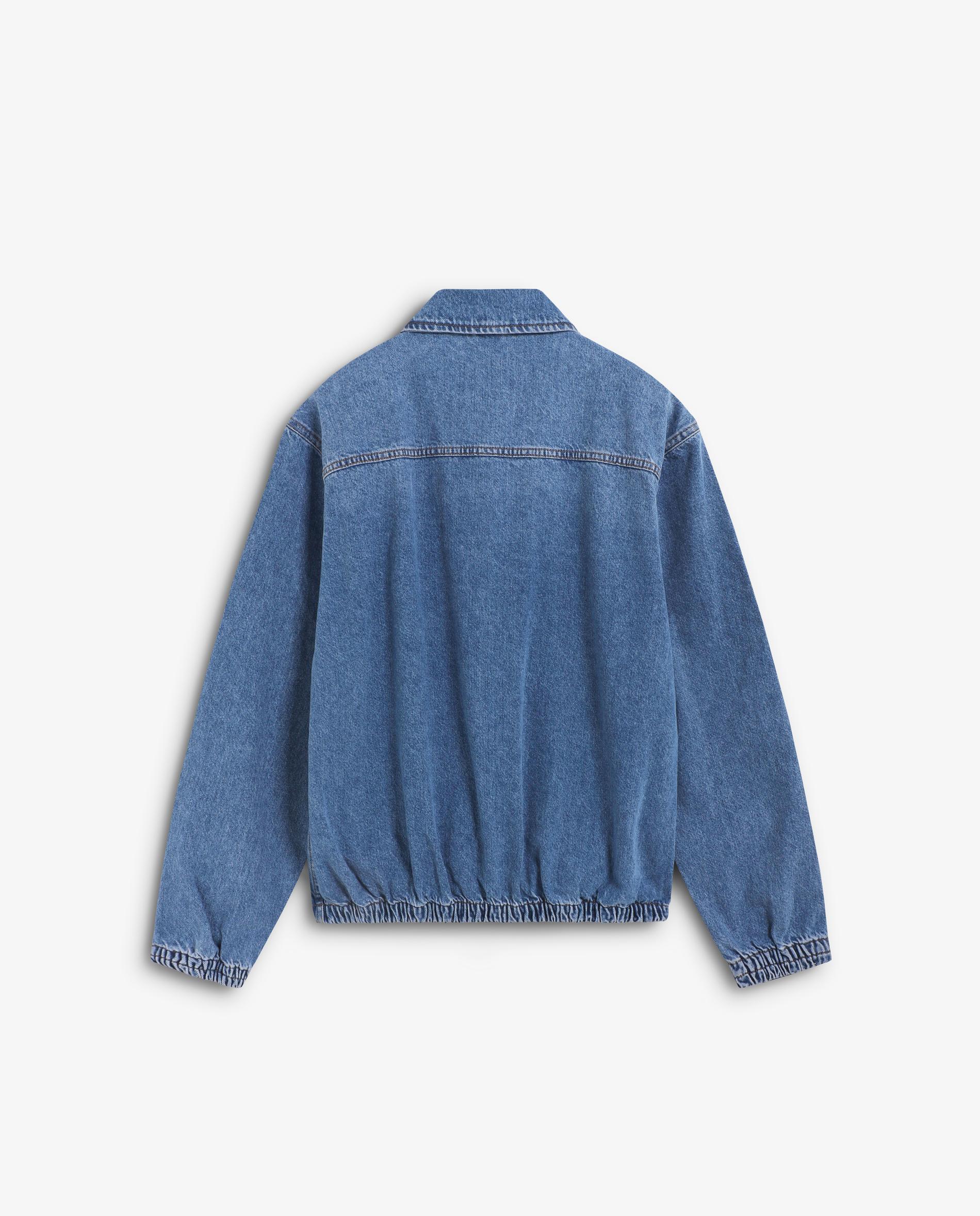 Casaco Jeans Tipo Bomber com Fecho Zip Azul-índigo-7