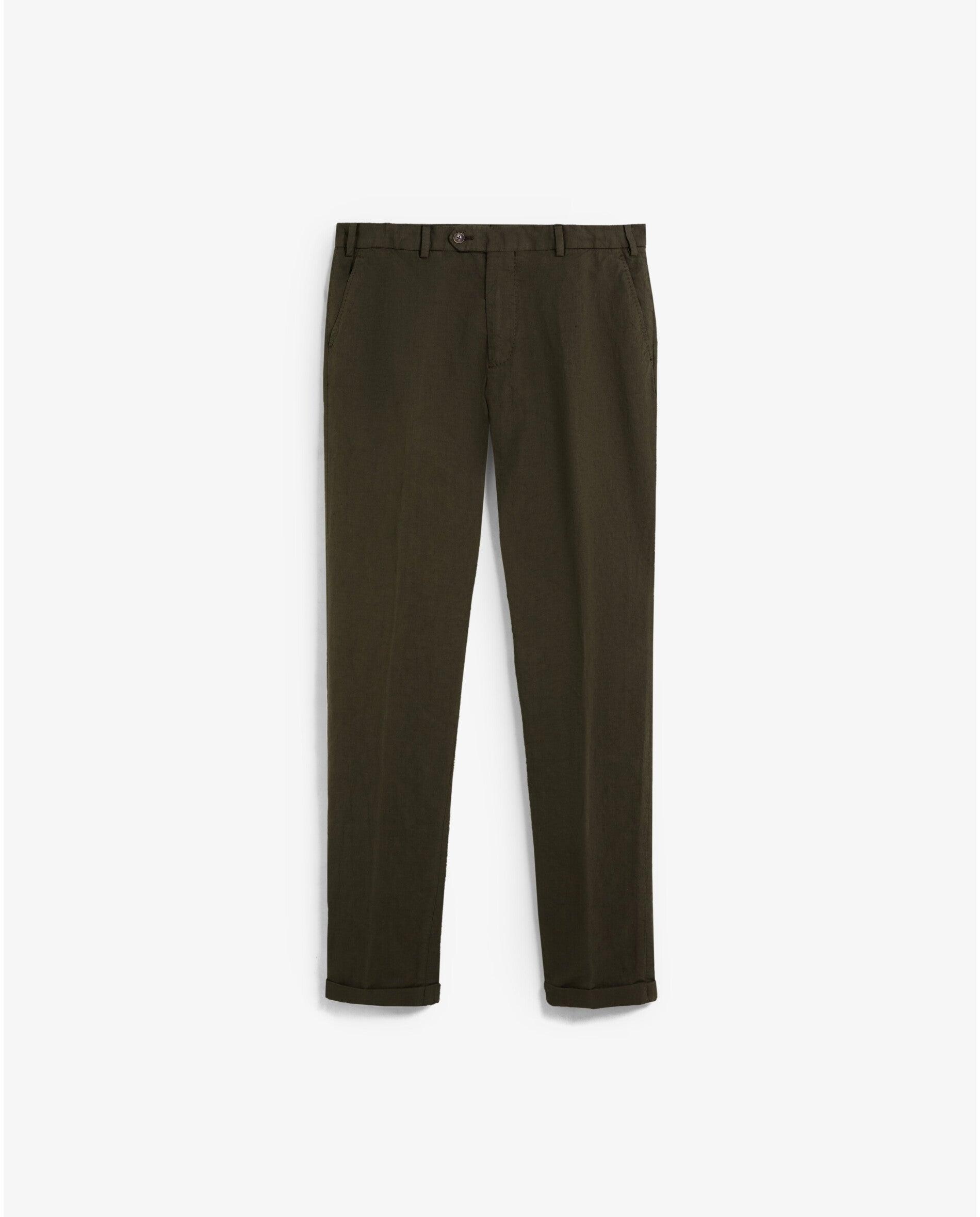Calças de Fato Regular Fit com Bolsos Laterais Verde-escuro-5