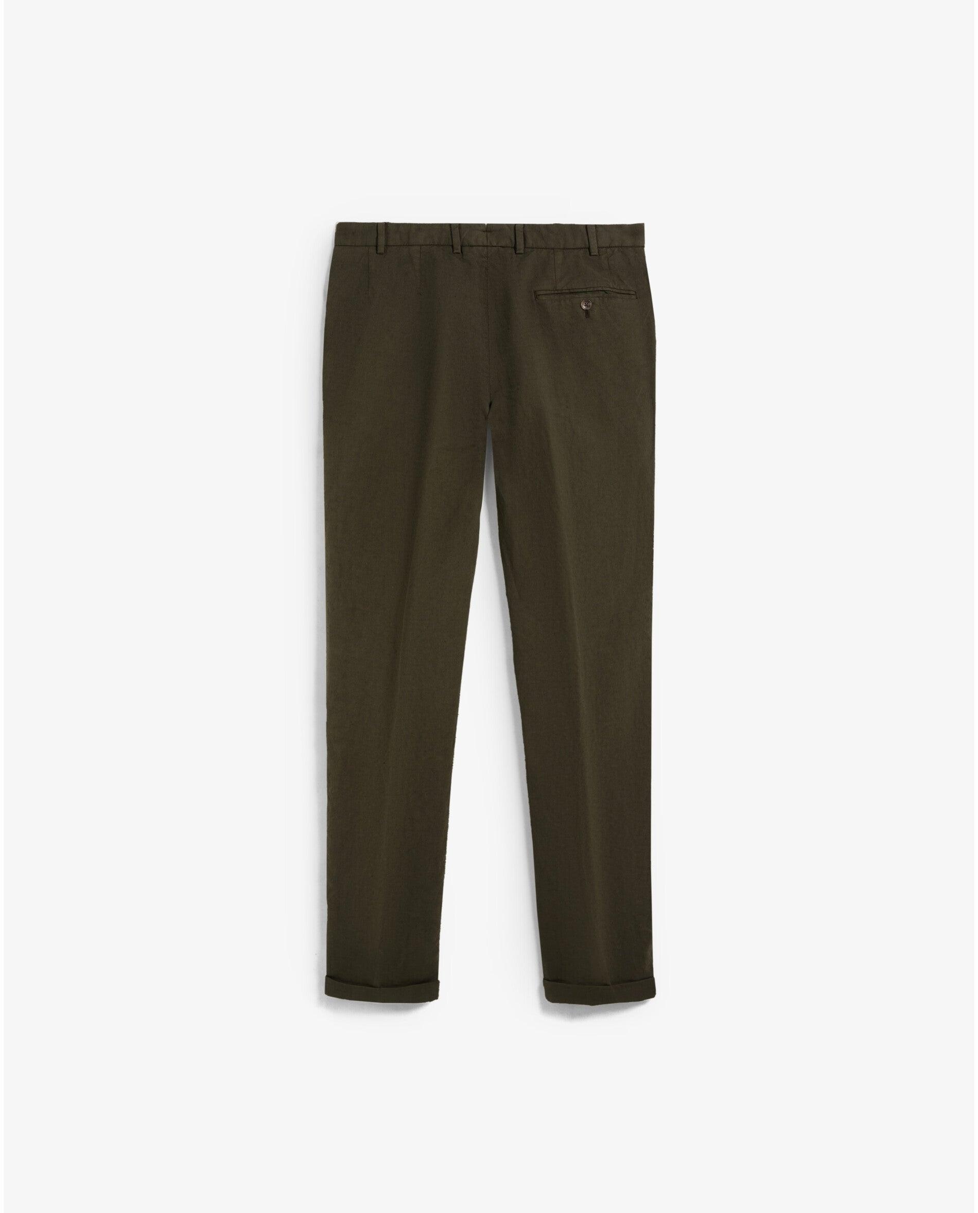 Calças de Fato Regular Fit com Bolsos Laterais Verde-escuro-6