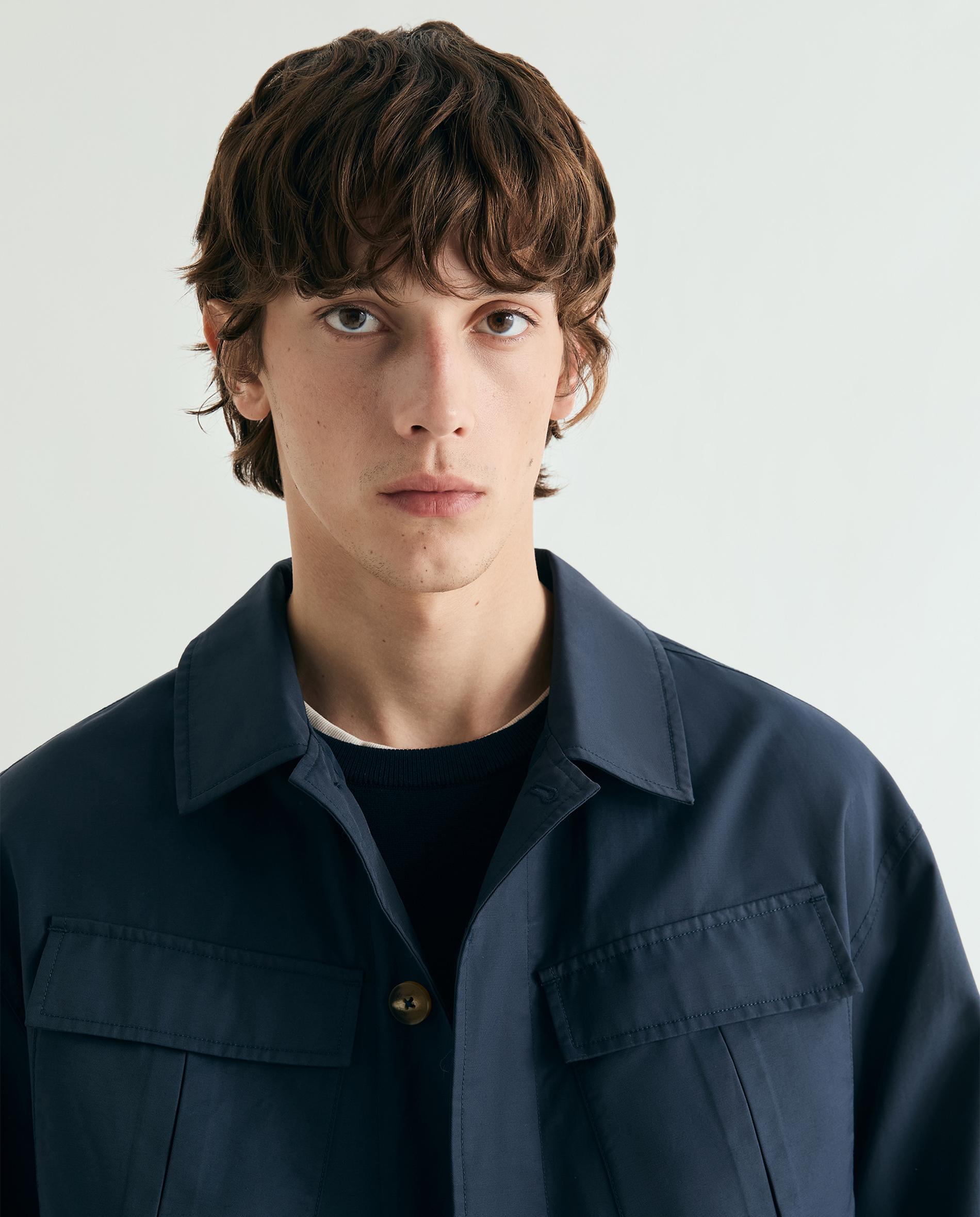 Parka com Tapeta e Botões Navy-5