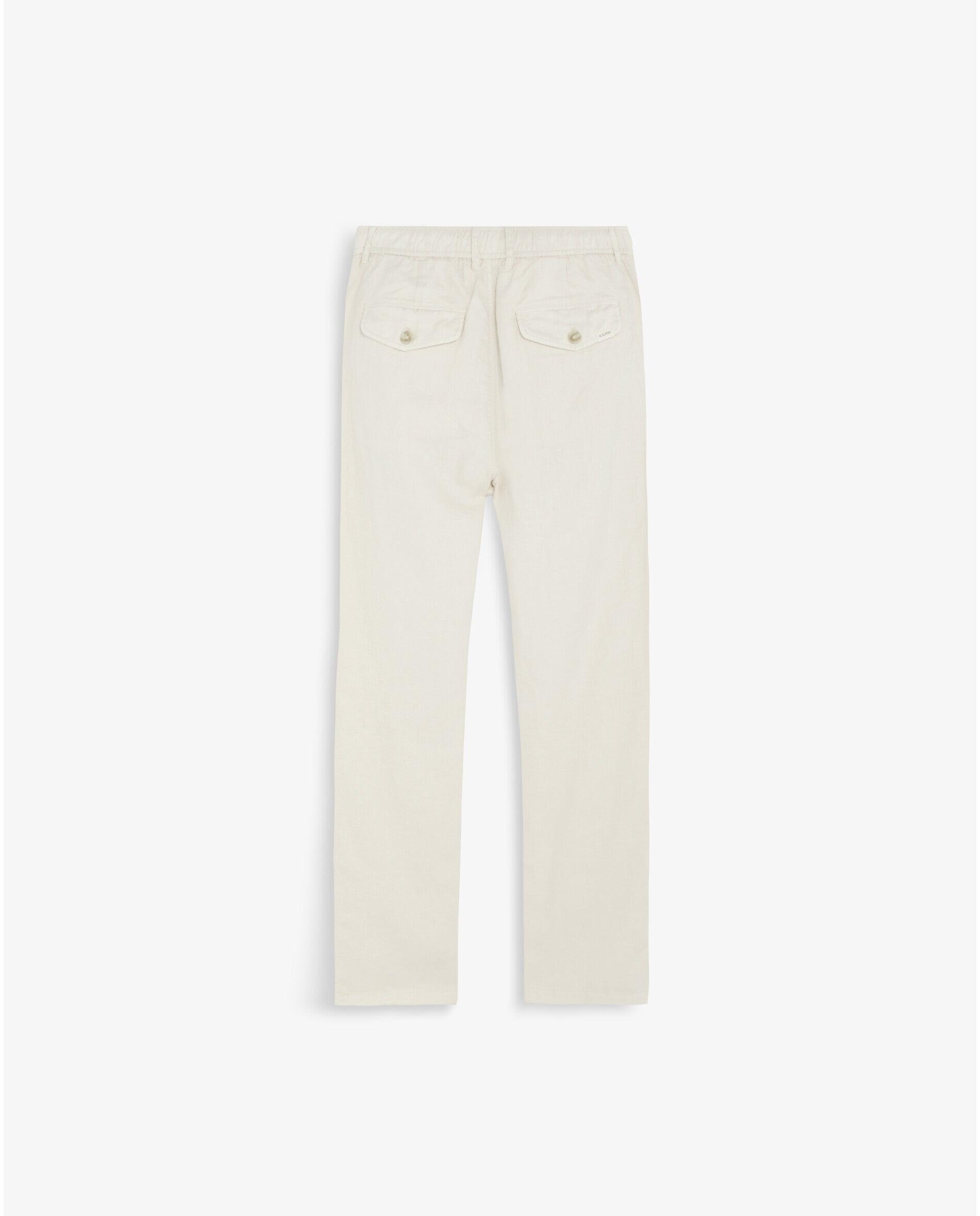 Calças de Linho Relaxed Fit com Cintura Elástica Natural-6