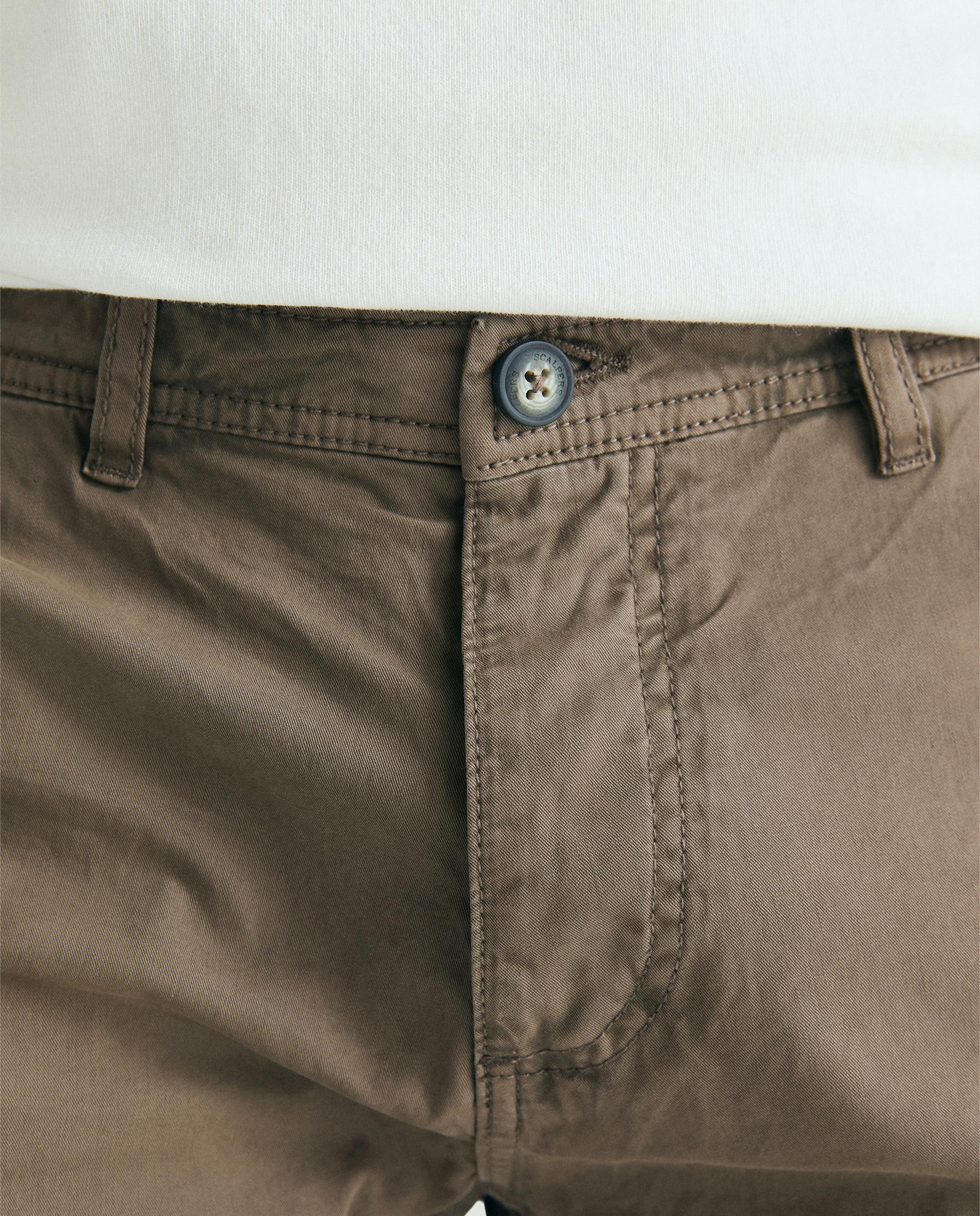 Calções Calças Chino com Fecho de Botão e Fecho Zip Castanho-4