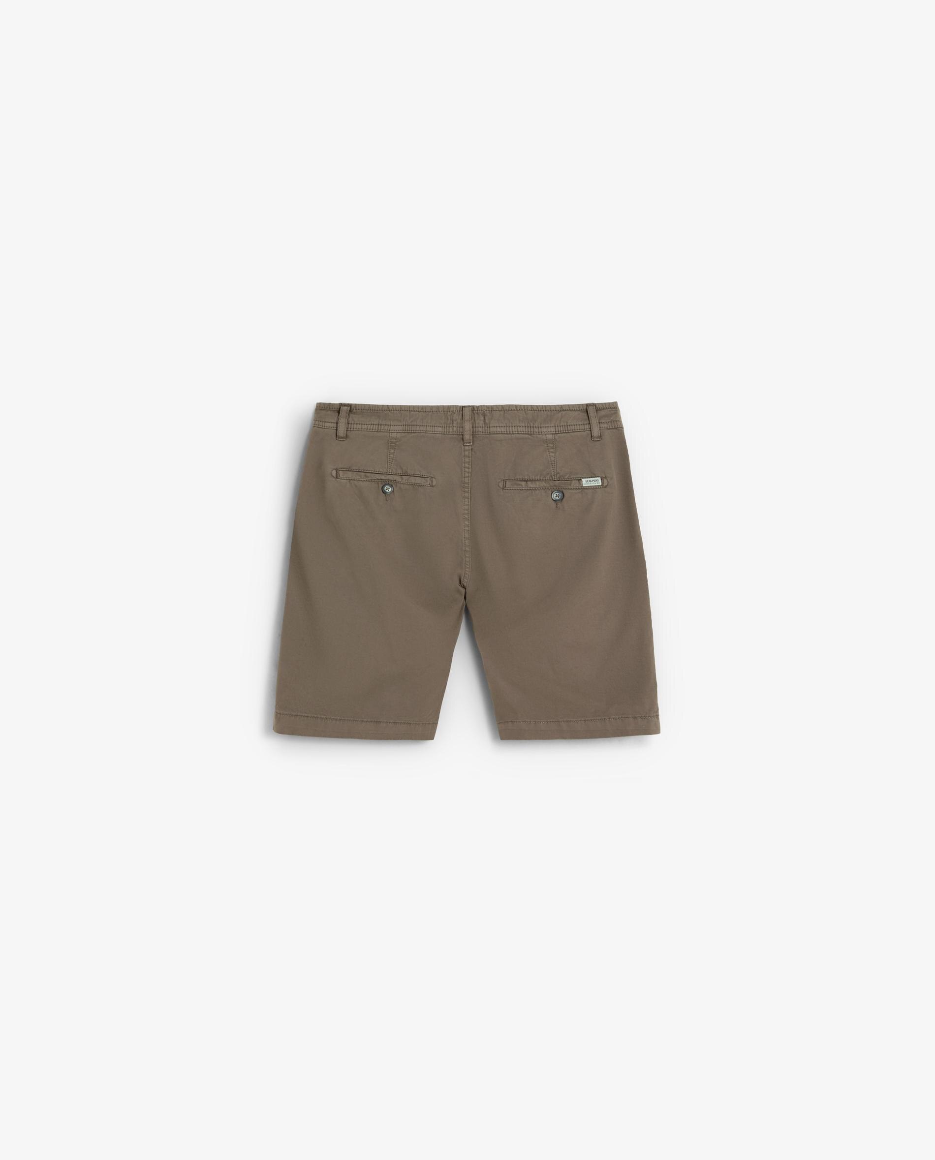 Calções Calças Chino com Fecho de Botão e Fecho Zip Castanho-6