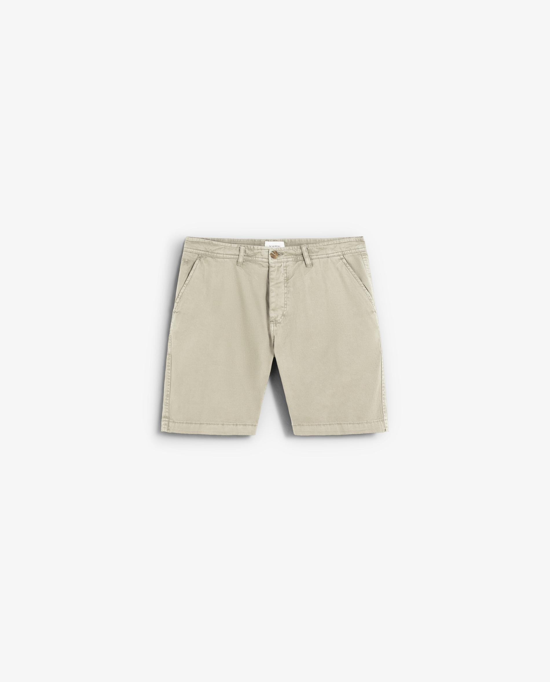 Calções Calças Chino com Fecho de Botão e Fecho Zip Torrado-4