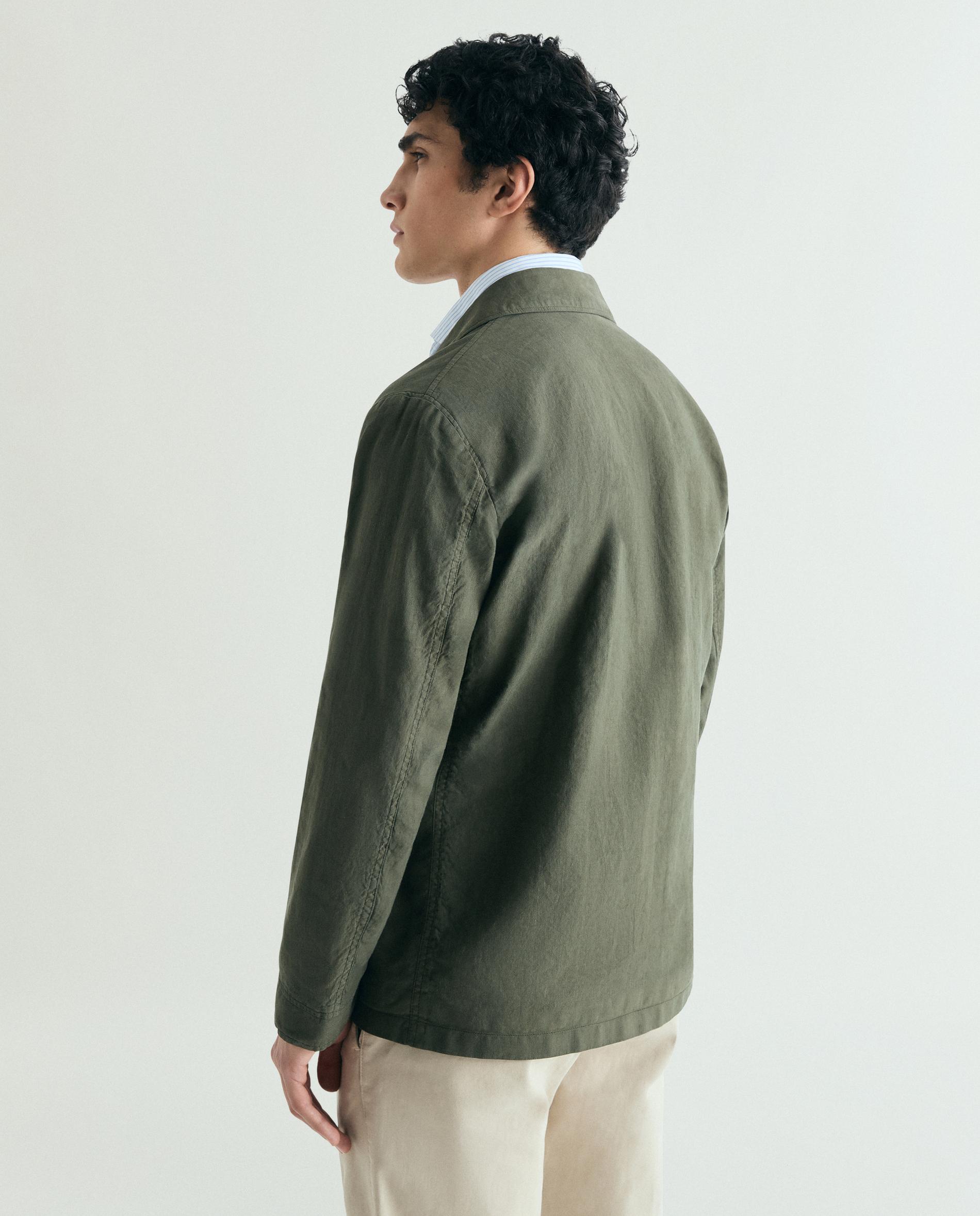 Blazer com Gola Tipo Camisa e Bolsos Patch Verde-militar-3