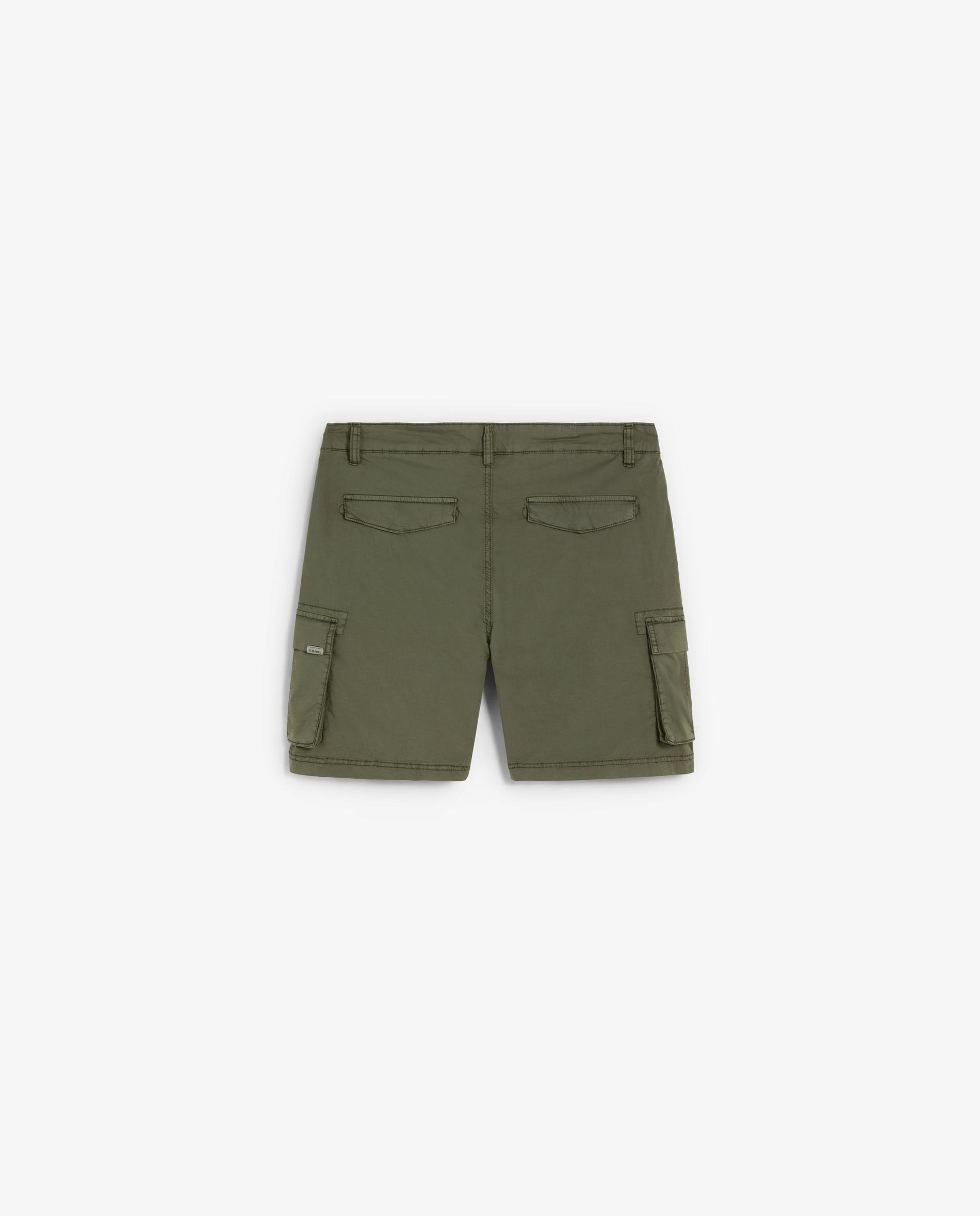 Calças Curtas Cargo com Presilhas na Cintura Verde-militar-7