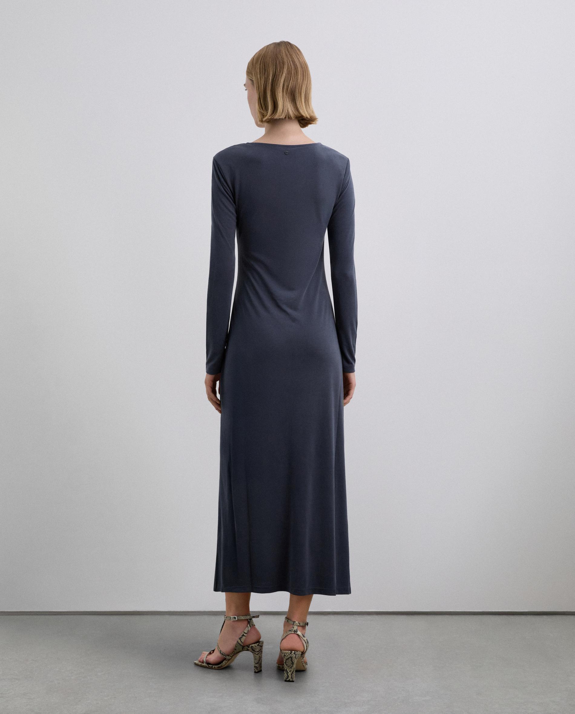 Vestido Midi Elástico com Franzido Lateral Cinzento-escuro-3