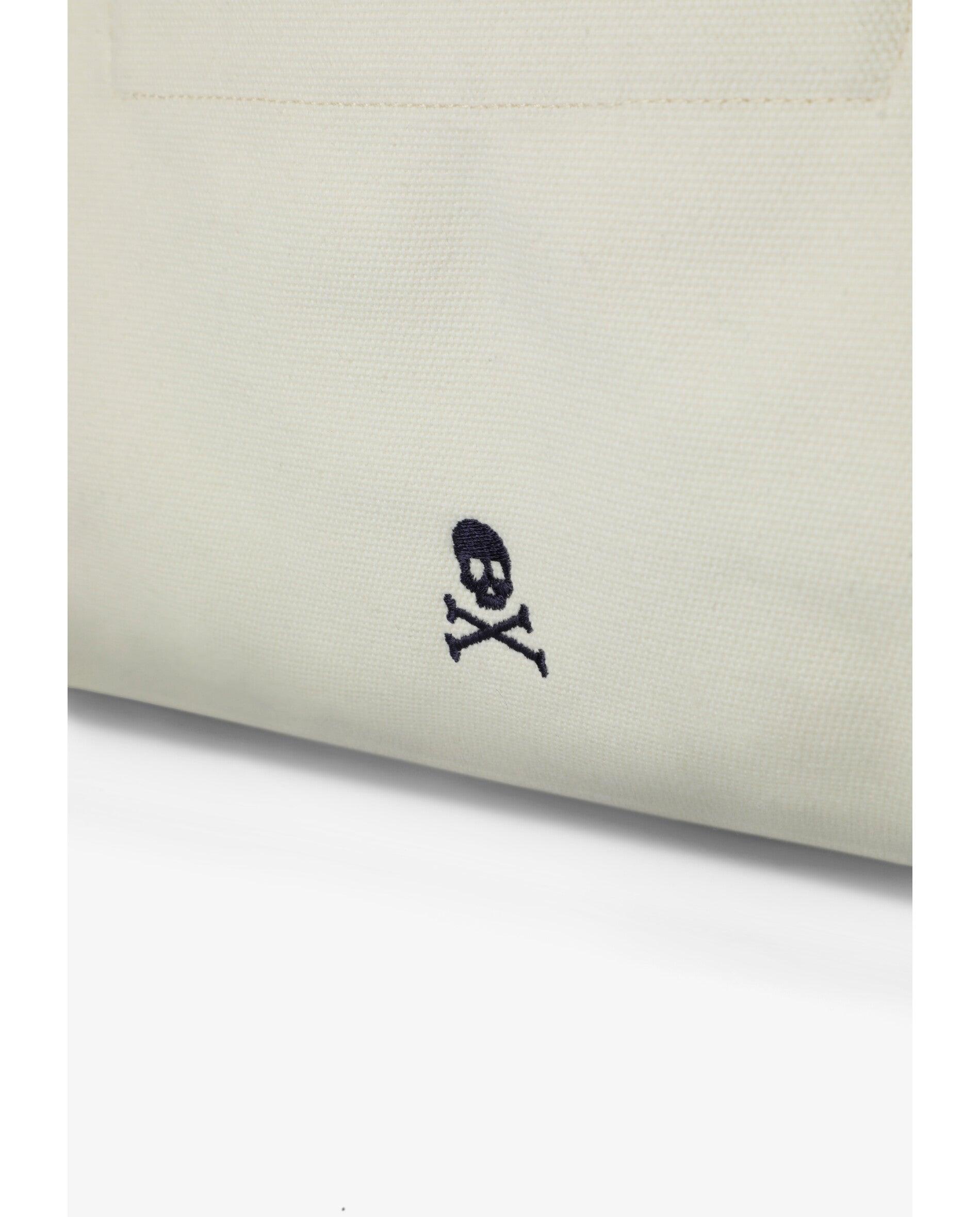 Mala a Tiracolo de Algodão com Detalhes em Contraste Branco-5