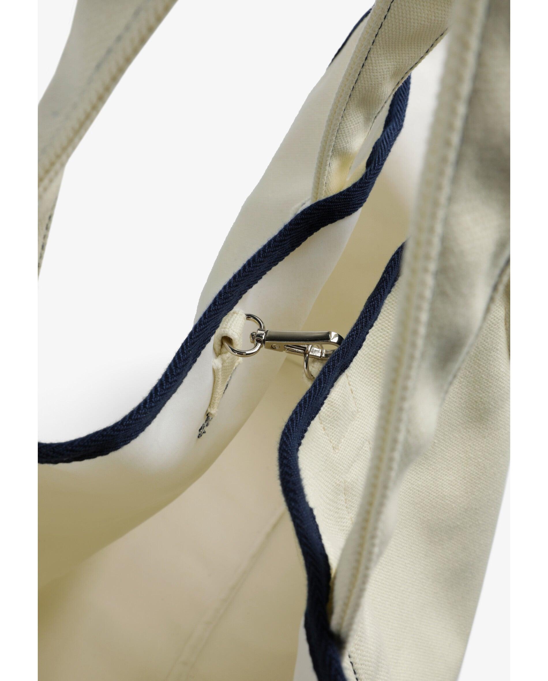 Mala a Tiracolo de Algodão com Detalhes em Contraste Branco-7